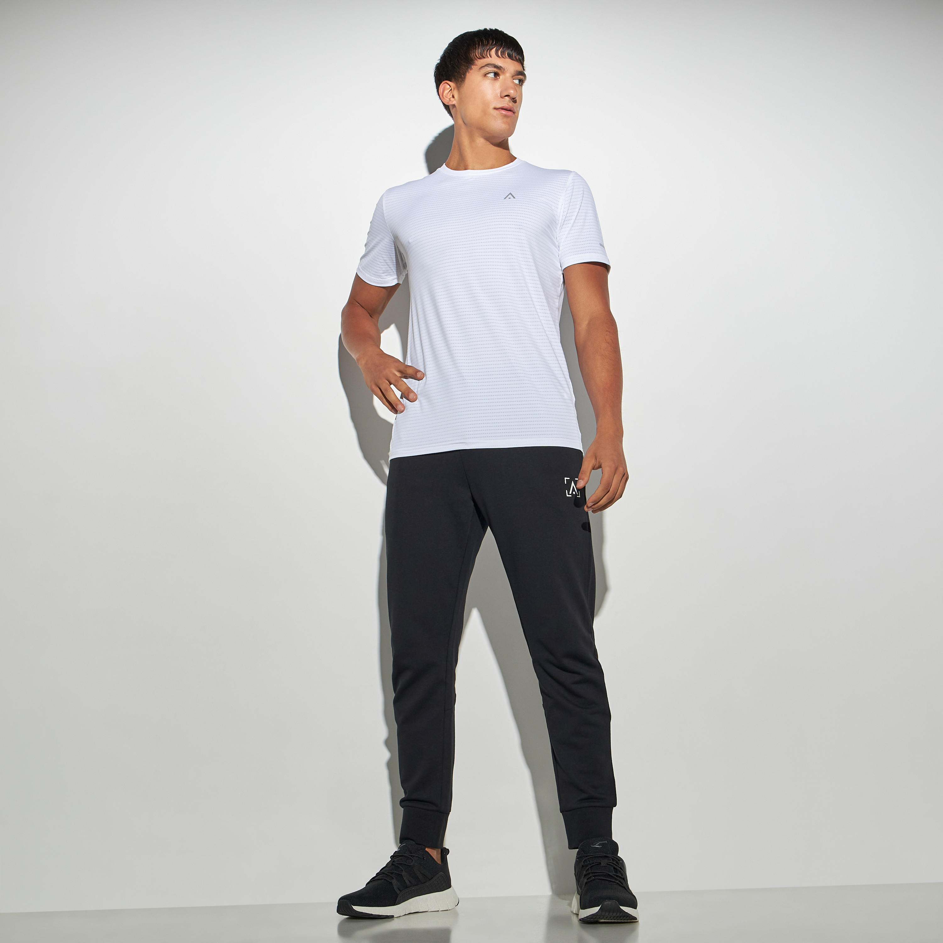Striped Performance T-shirt with Crew Neck and Short Sleeves-men-clothing-sportswearandactivewear-tshirtsandpolos-image-2