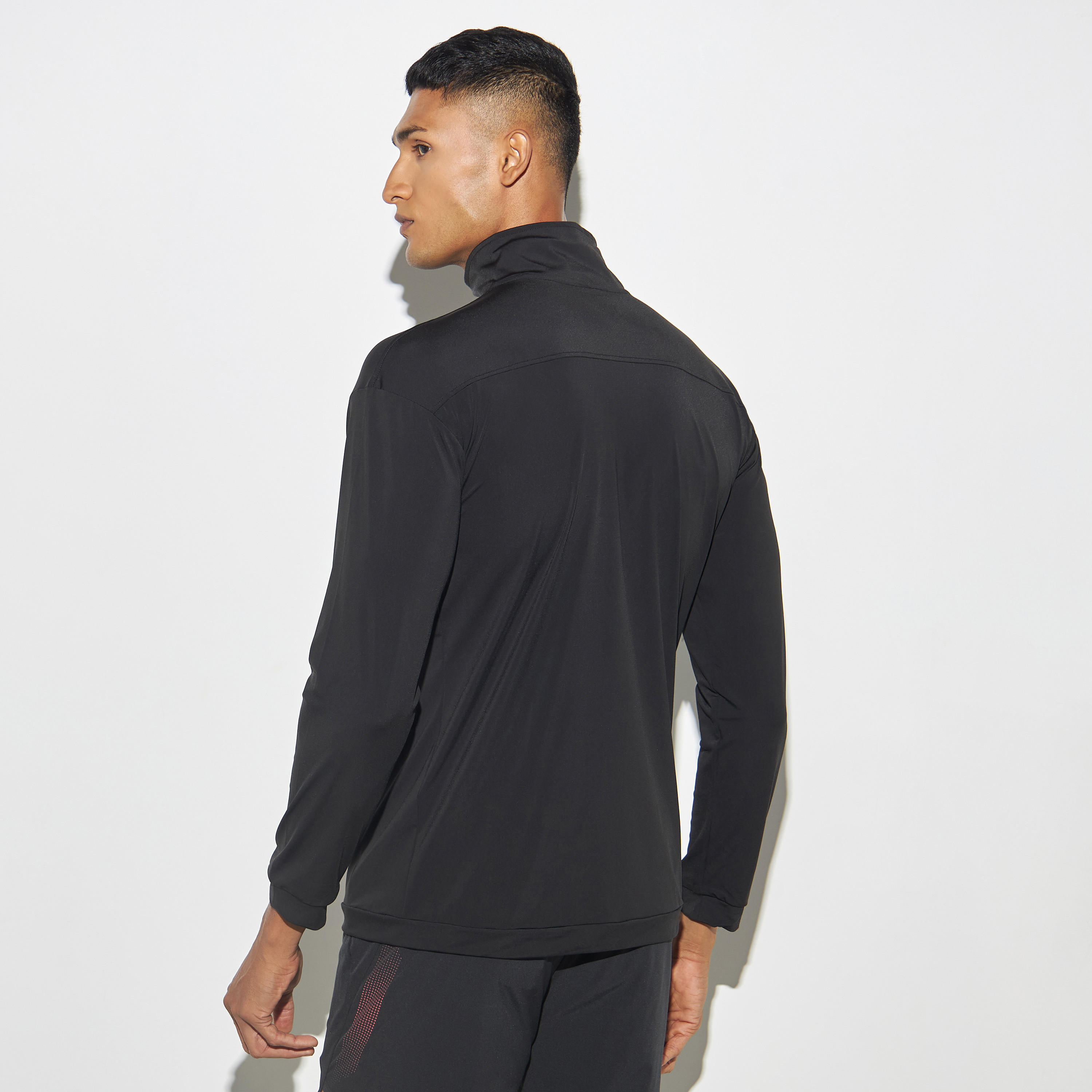 Typography Print Half Zip Training Jacket with High Neck and Long Sleeves-men-clothing-jacketsandblazers-jackets-image-3