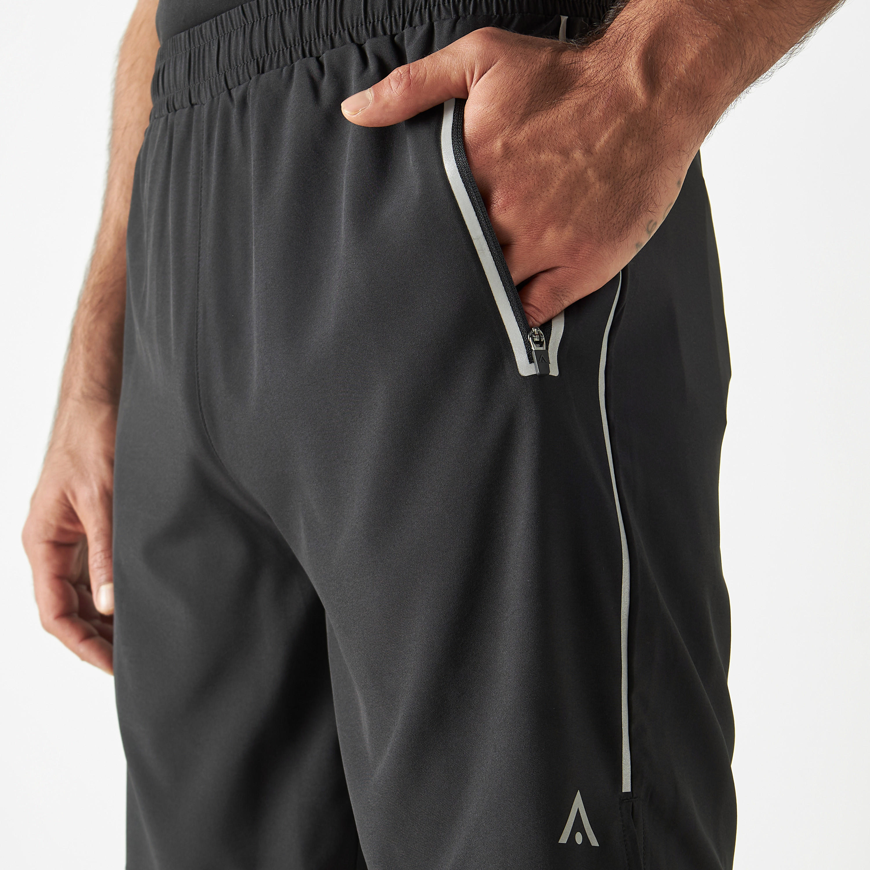 Solid Shorts with Elasticated Waistband and Zipper Pockets-men-clothing-sportswearandactivewear-bottoms-image-4