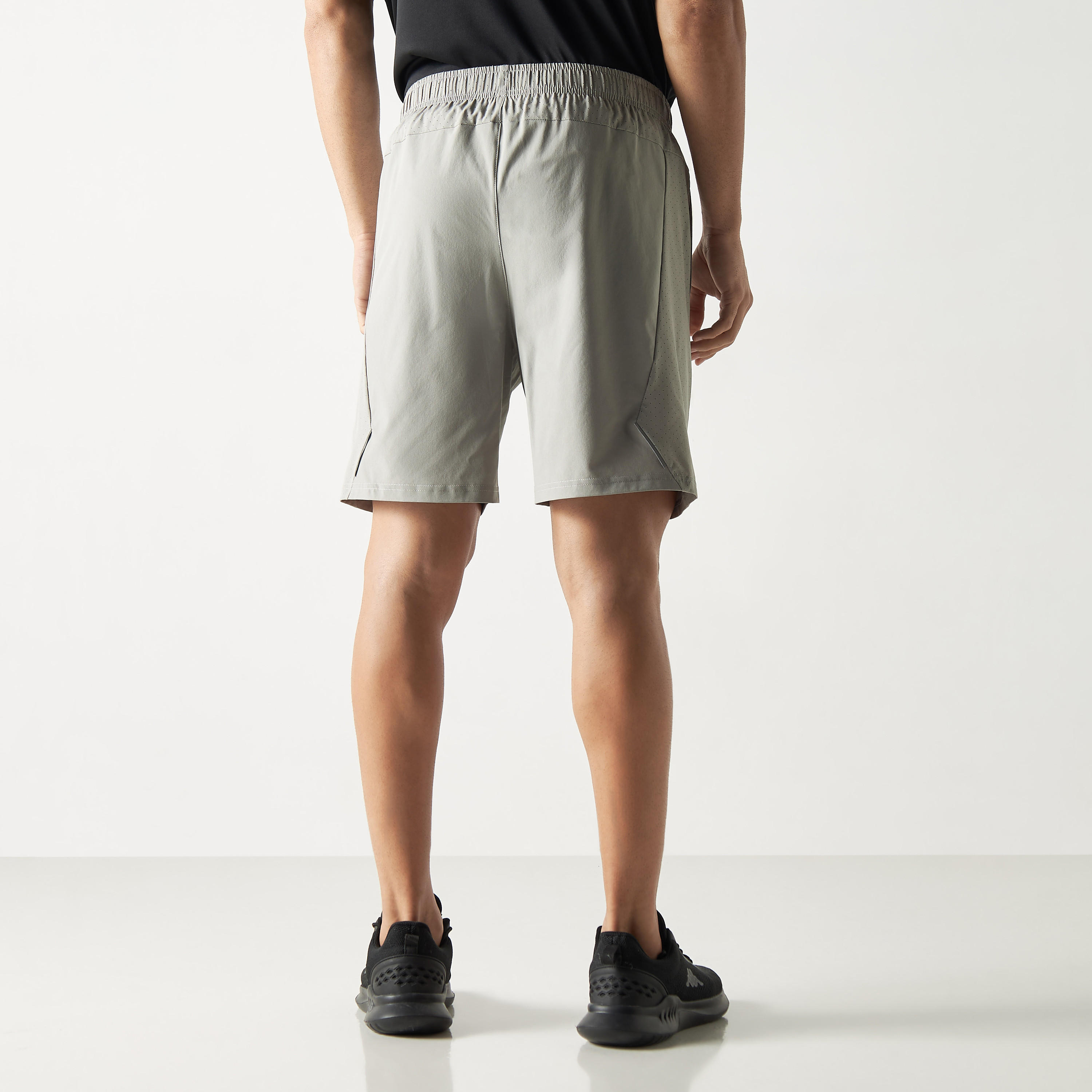 Solid Performance Shorts with Perforated Panel and Elasticated Waistband-men-clothing-sportswearandactivewear-bottoms-image-3