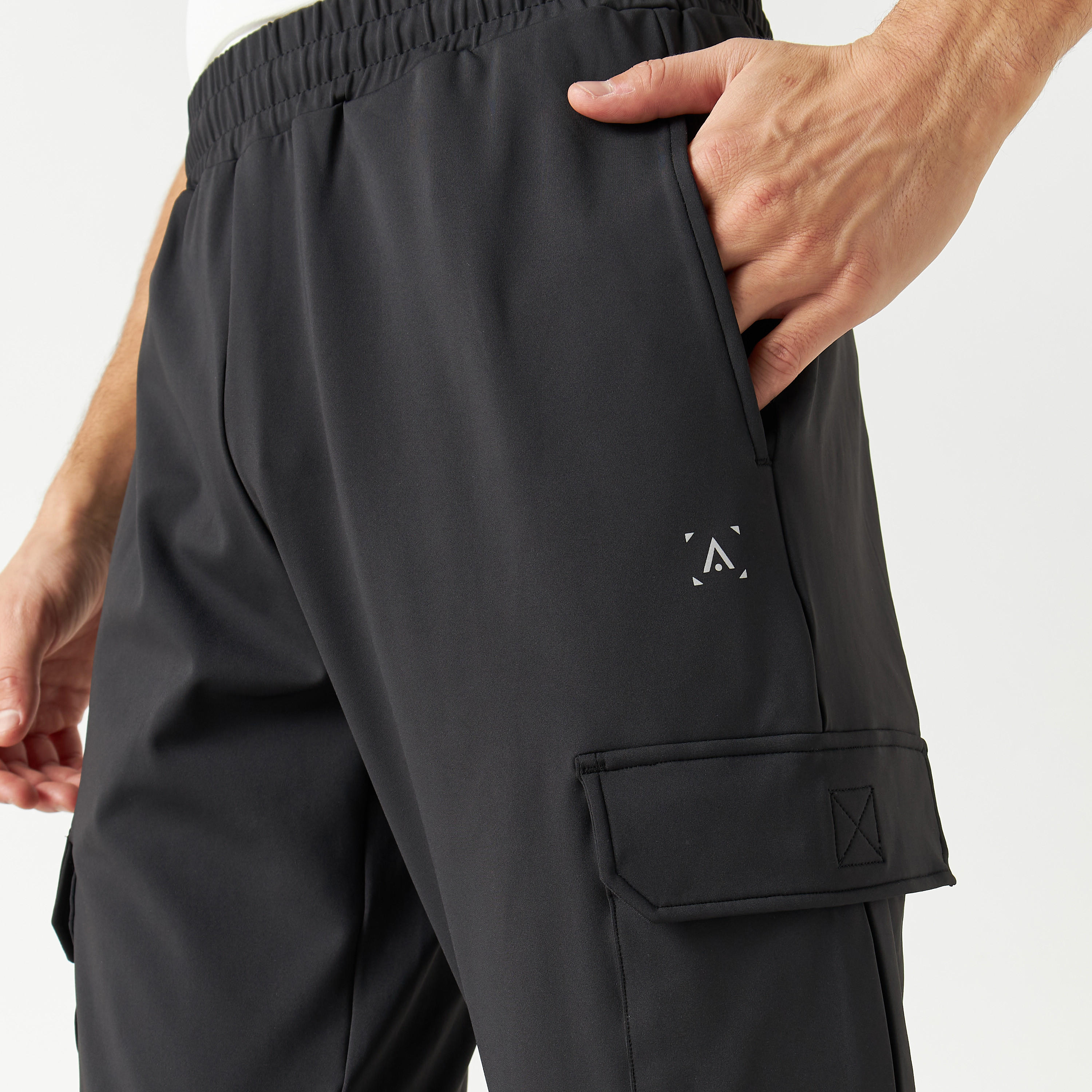 Solid Cargo Track Pants with Elasticised Waistband-men-clothing-sportswearandactivewear-bottoms-image-4
