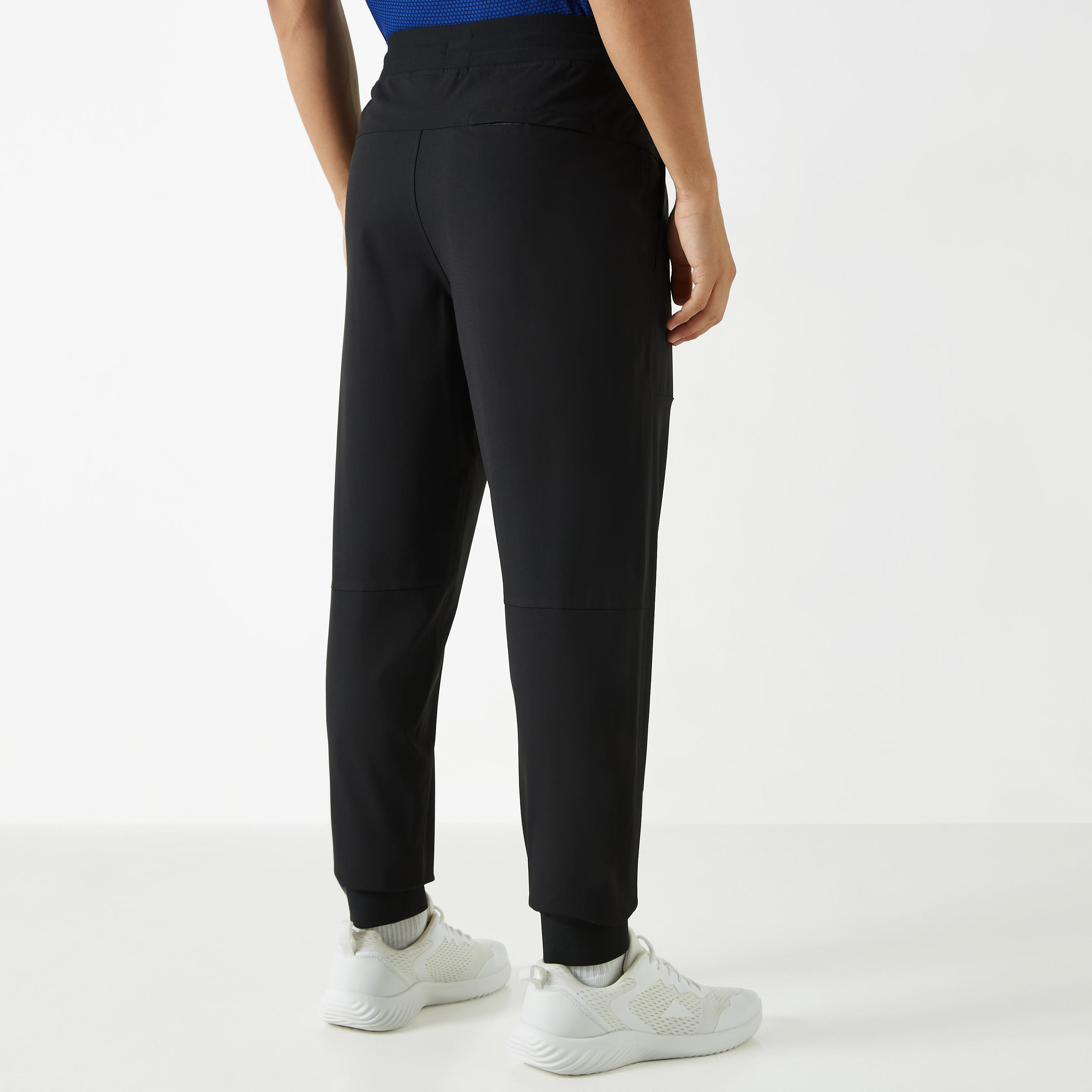 بنطلون رياضي سادة برباط إغلاق وجيوب-men-clothing-sportswearandactivewear-bottoms-image-2