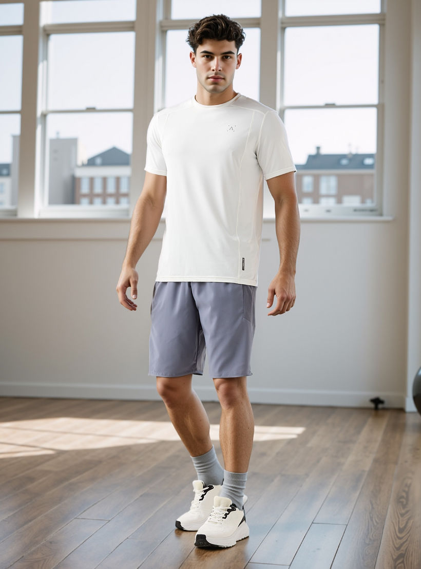 شورت بقصة عادية وخصر مطاطي-men-clothing-bottoms-shorts-image-2