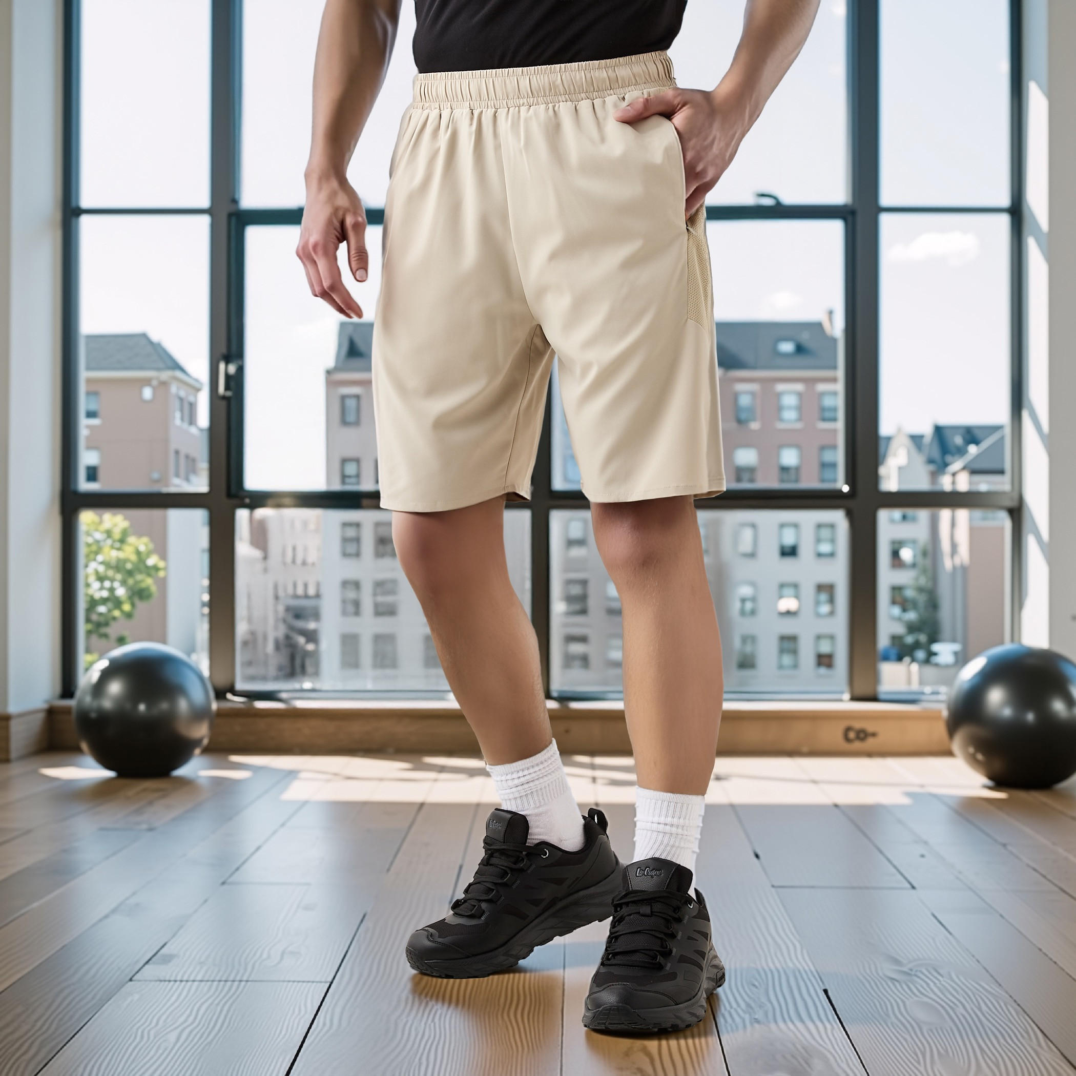 Regular Fit Shorts with Elasticated Waistband-men-clothing-bottoms-shorts-image-1