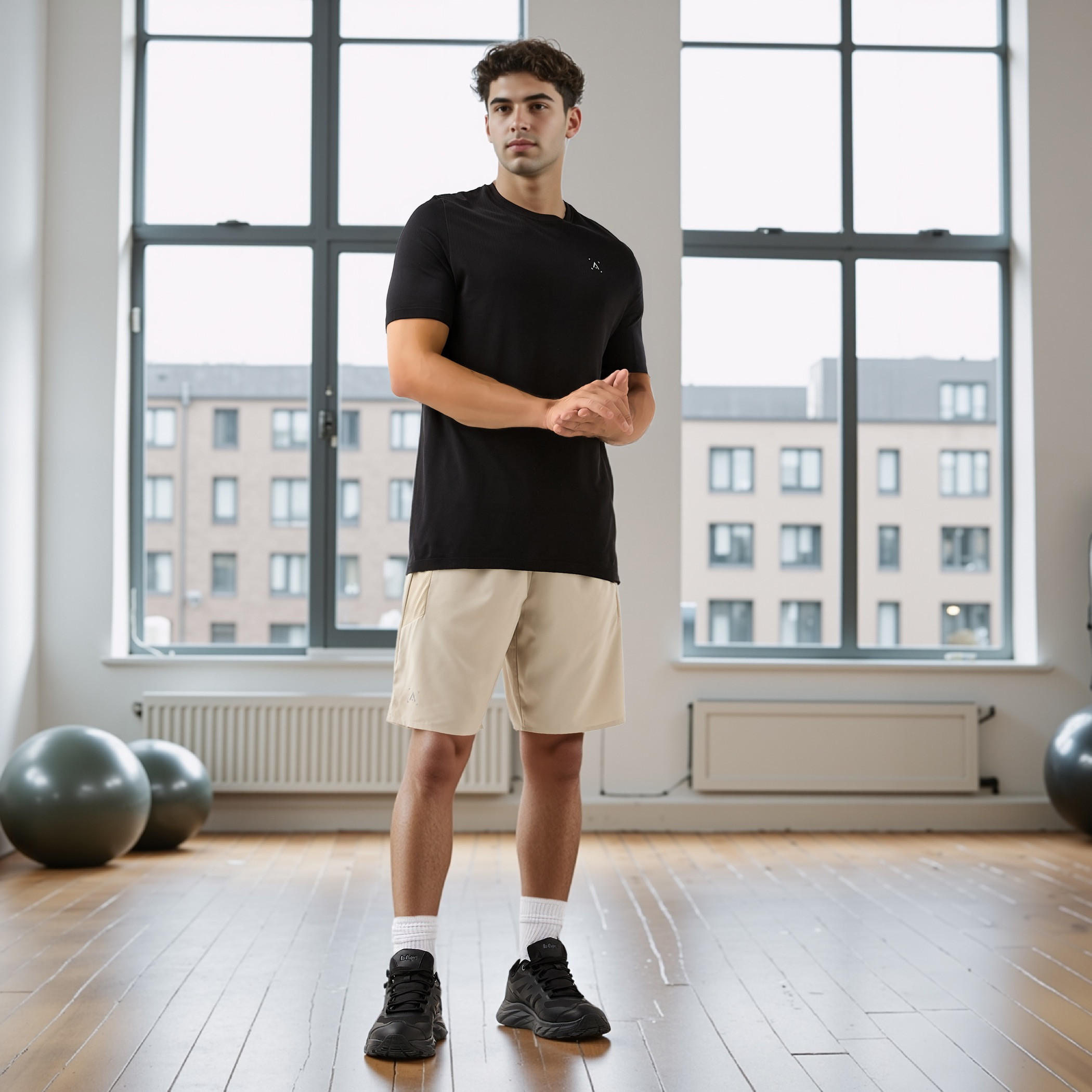 شورت بقصة عادية وخصر مطاطي-men-clothing-bottoms-shorts-image-2