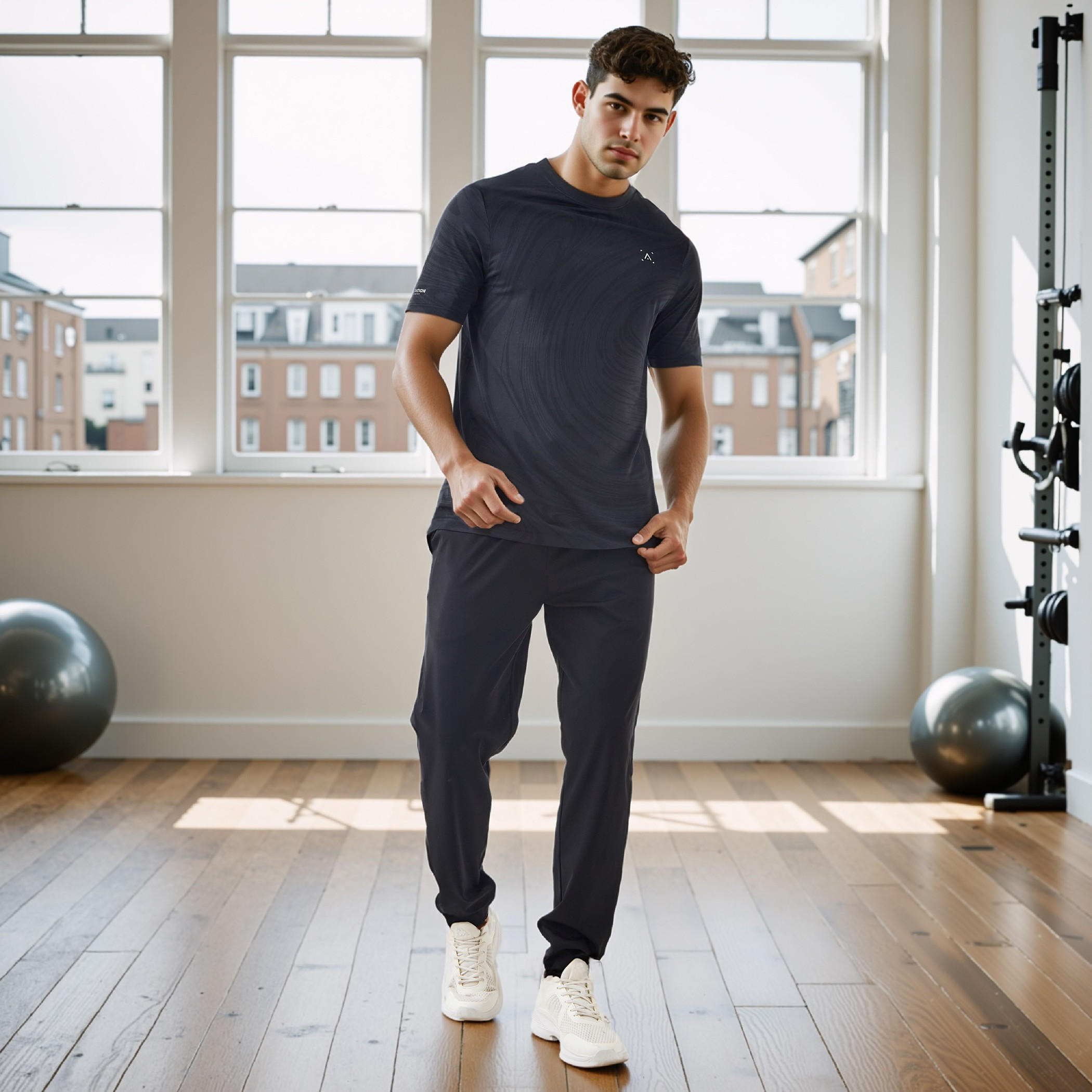 تيشيرت جاكار بياقة ضيقة-men-clothing-sportswearandactivewear-tshirtsandpolos-image-4