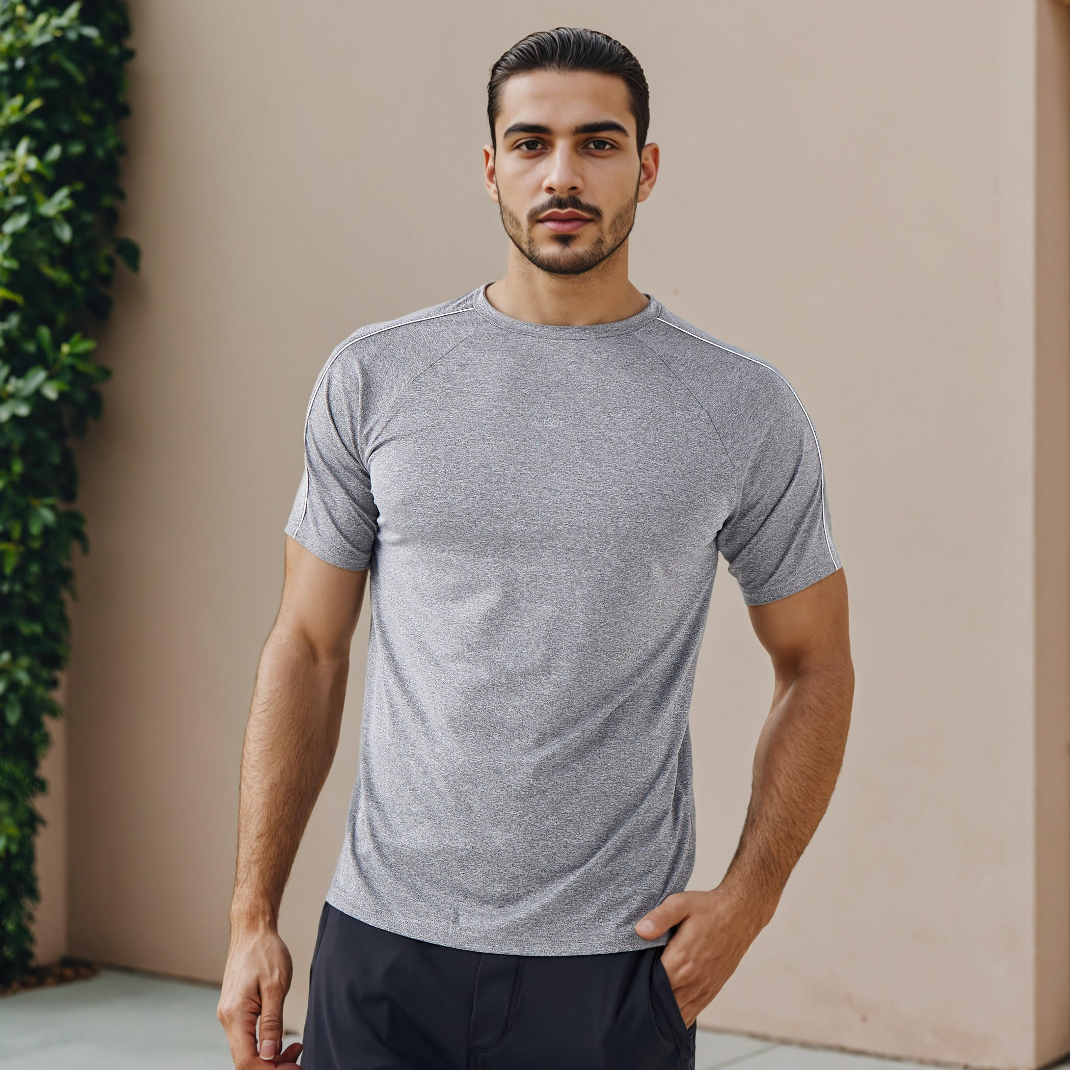 Panelled T-shirt with Raglan Sleeves-men-clothing-sportswearandactivewear-tshirtsandpolos-image-1