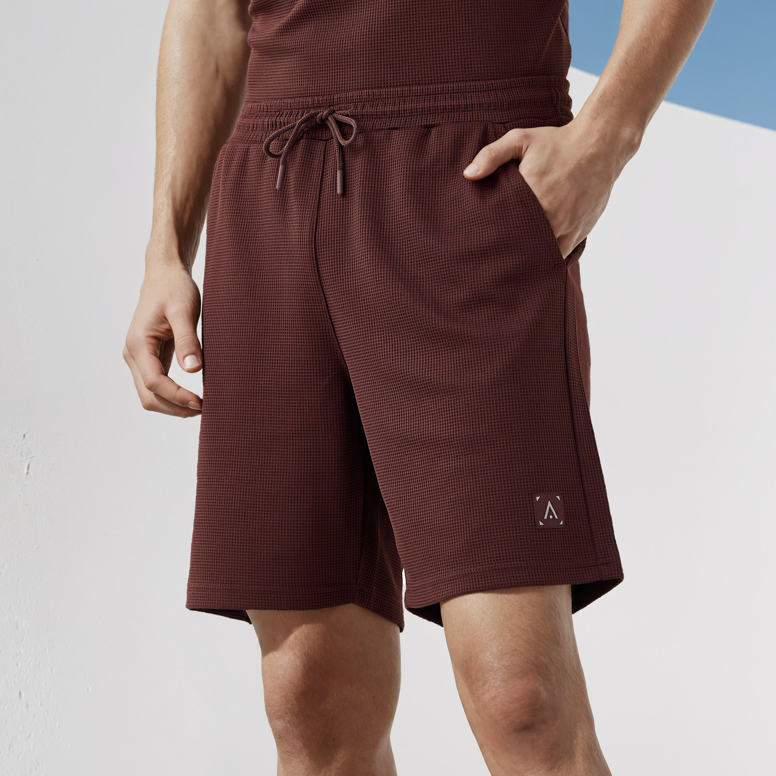 Waffle Textured Shorts with Pockets-men-clothing-bottoms-shorts-image-1