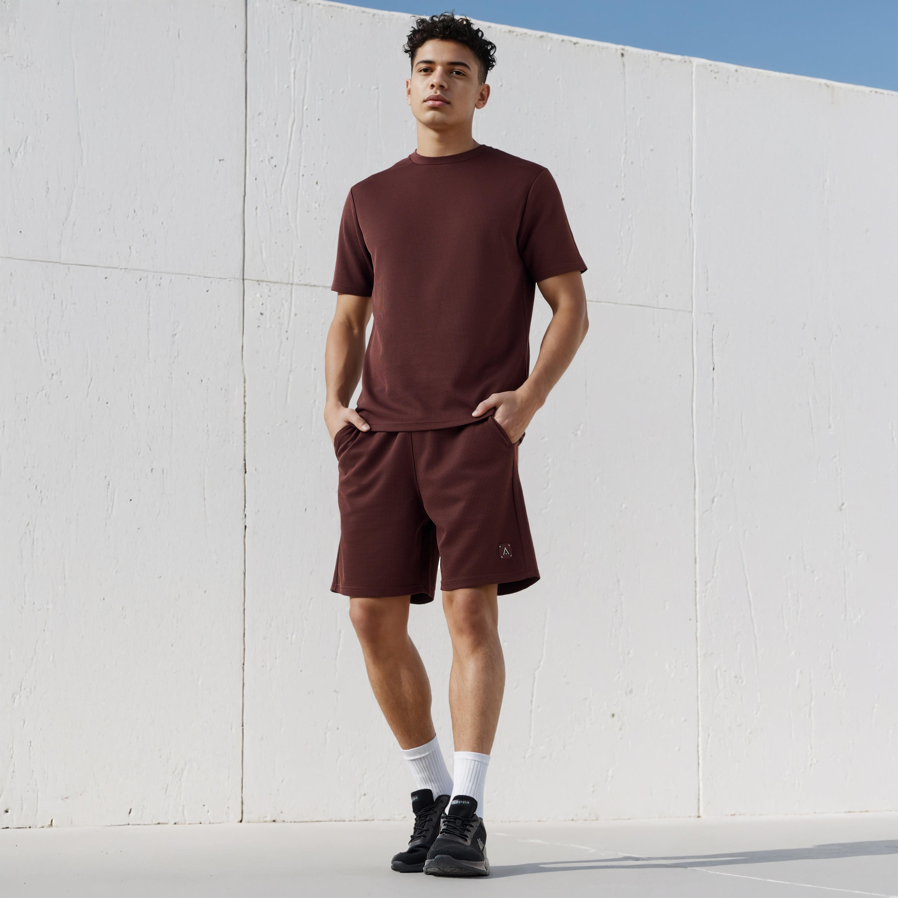 Waffle Textured Shorts with Pockets-men-clothing-bottoms-shorts-image-2
