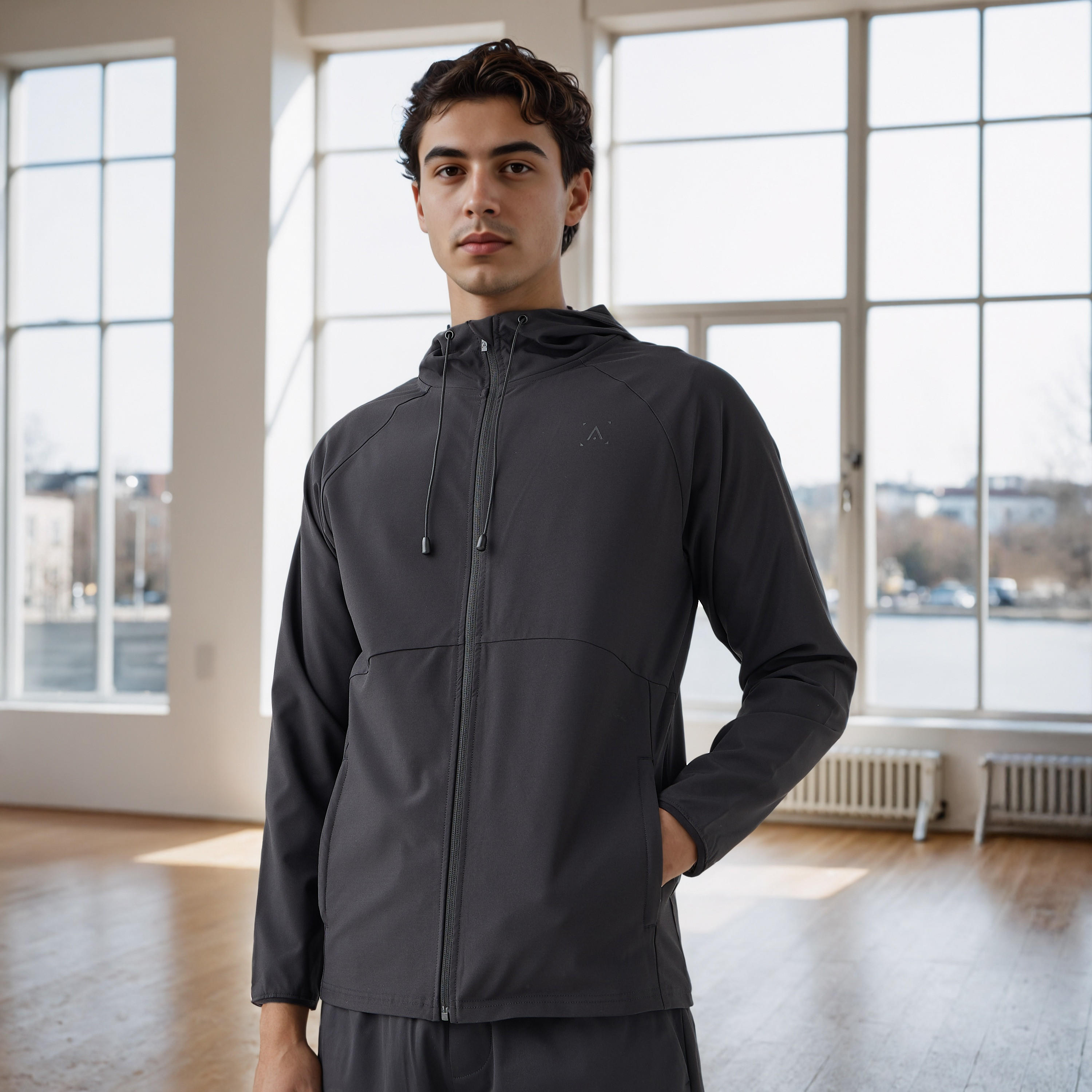 Regular Fit Zip Through Performance Hoodie-men-winterwear-hoodiesandsweatshirts-image-1