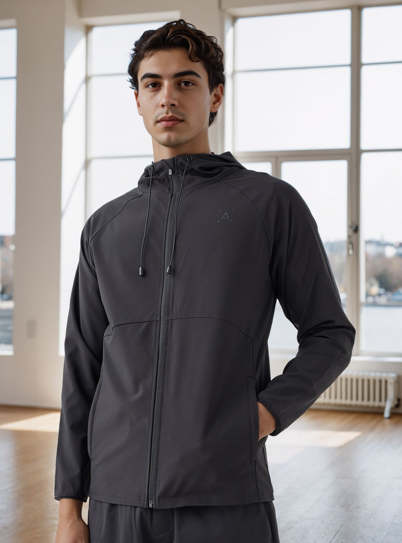 Regular Fit Zip Through Performance Hoodie-men-winterwear-hoodiesandsweatshirts-image-1