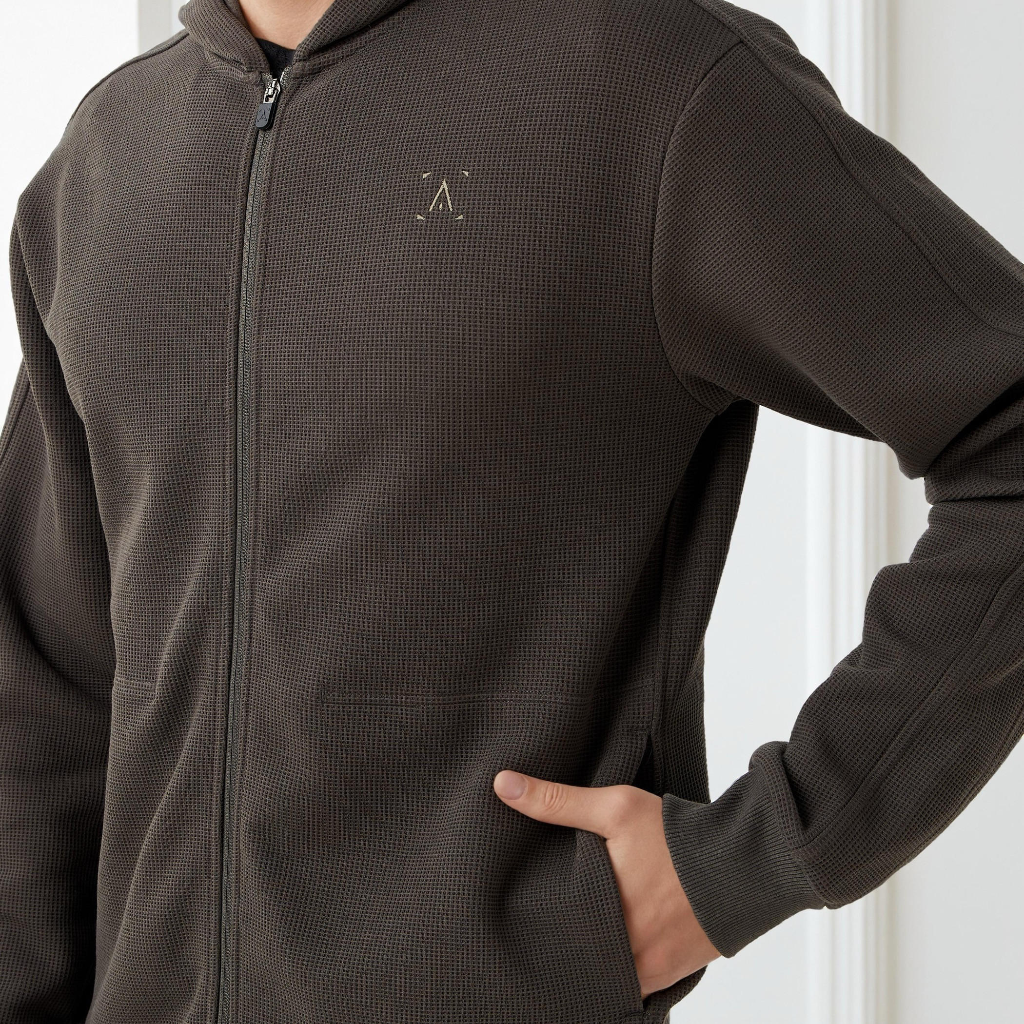 هودي وافل بارز الملمس وسحاب كامل-men-winterwear-hoodiesandsweatshirts-image-5