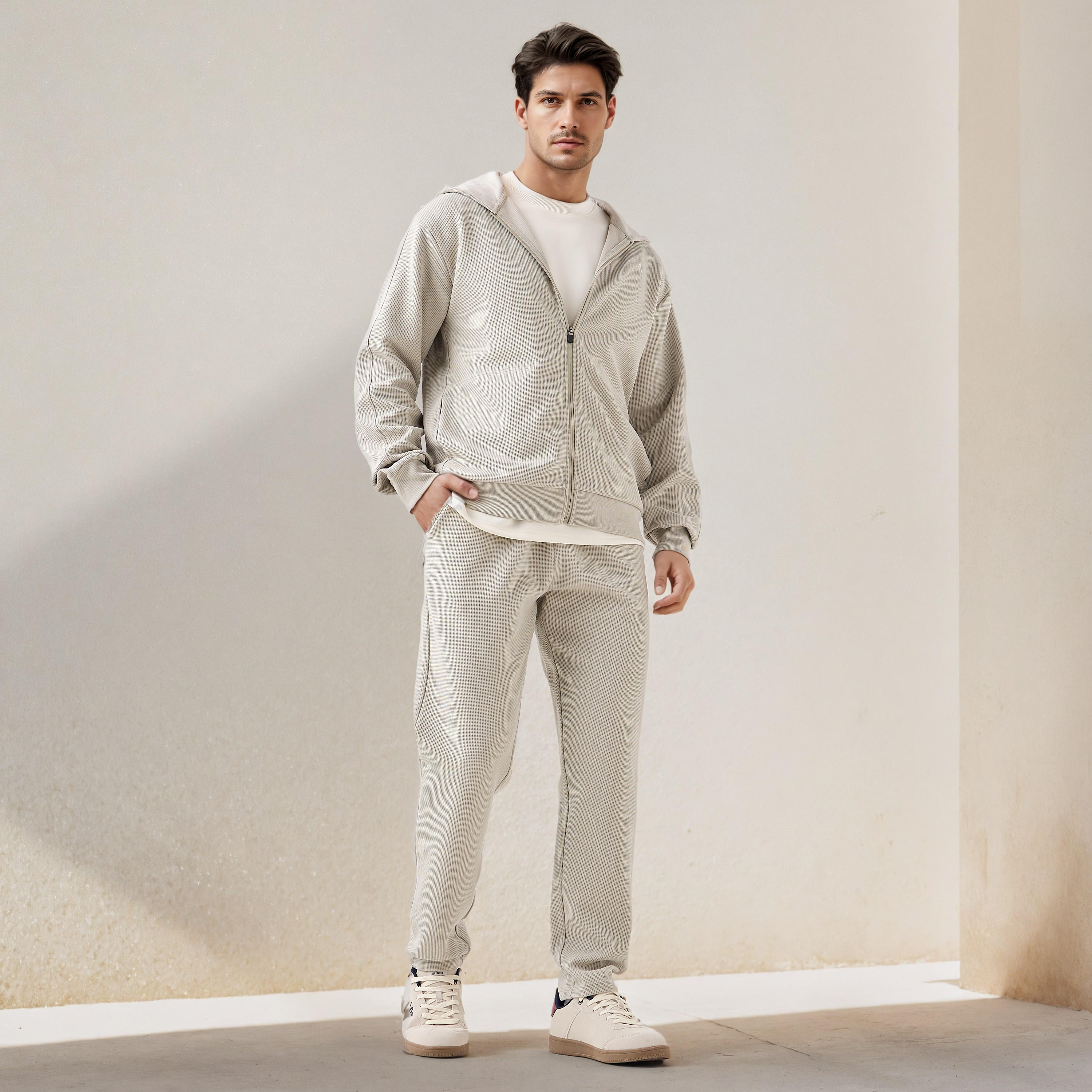 Waffle Textured Zip Through Hoodie with Zip Closure-men-winterwear-hoodiesandsweatshirts-image-4