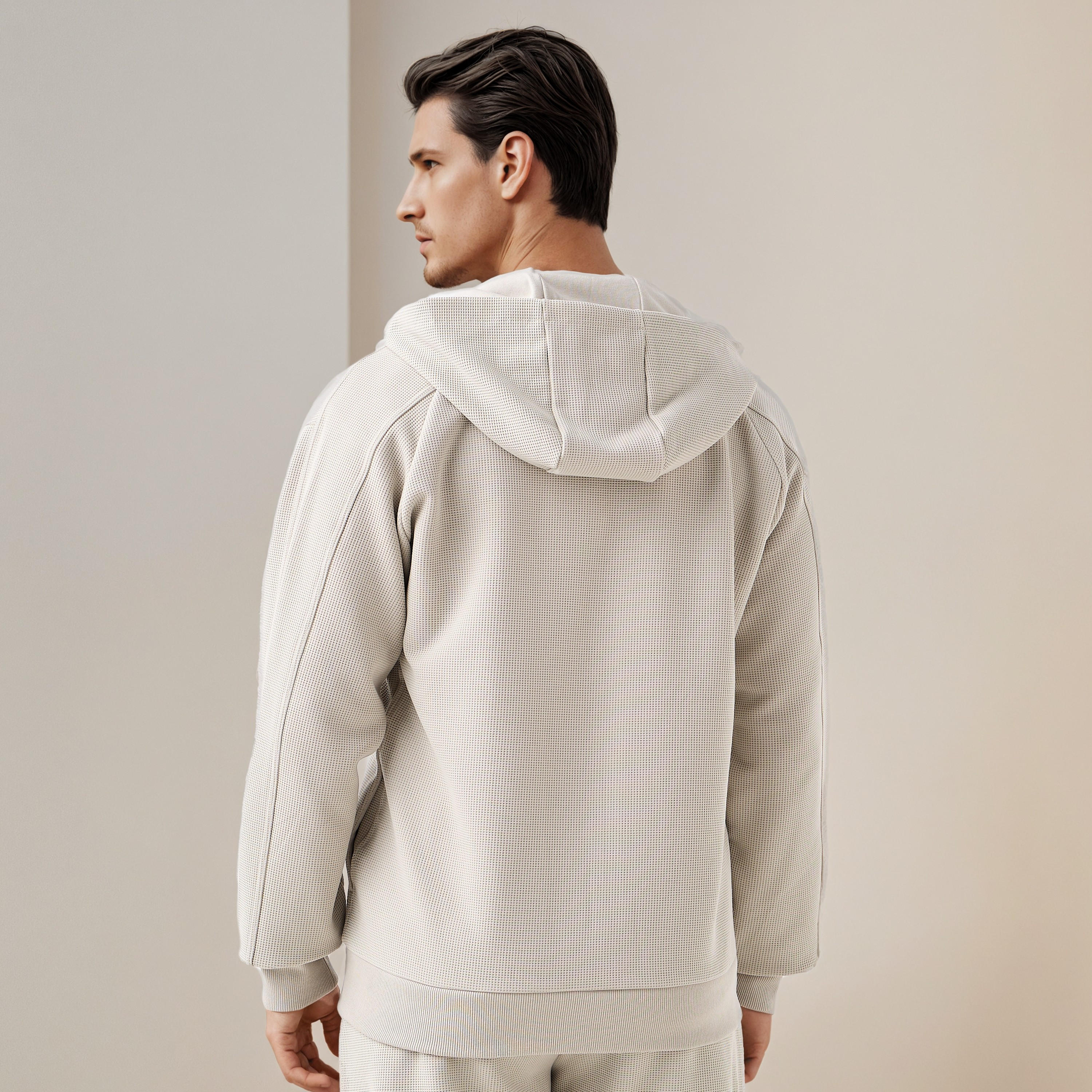 Waffle Textured Zip Through Hoodie with Zip Closure-men-winterwear-hoodiesandsweatshirts-image-5