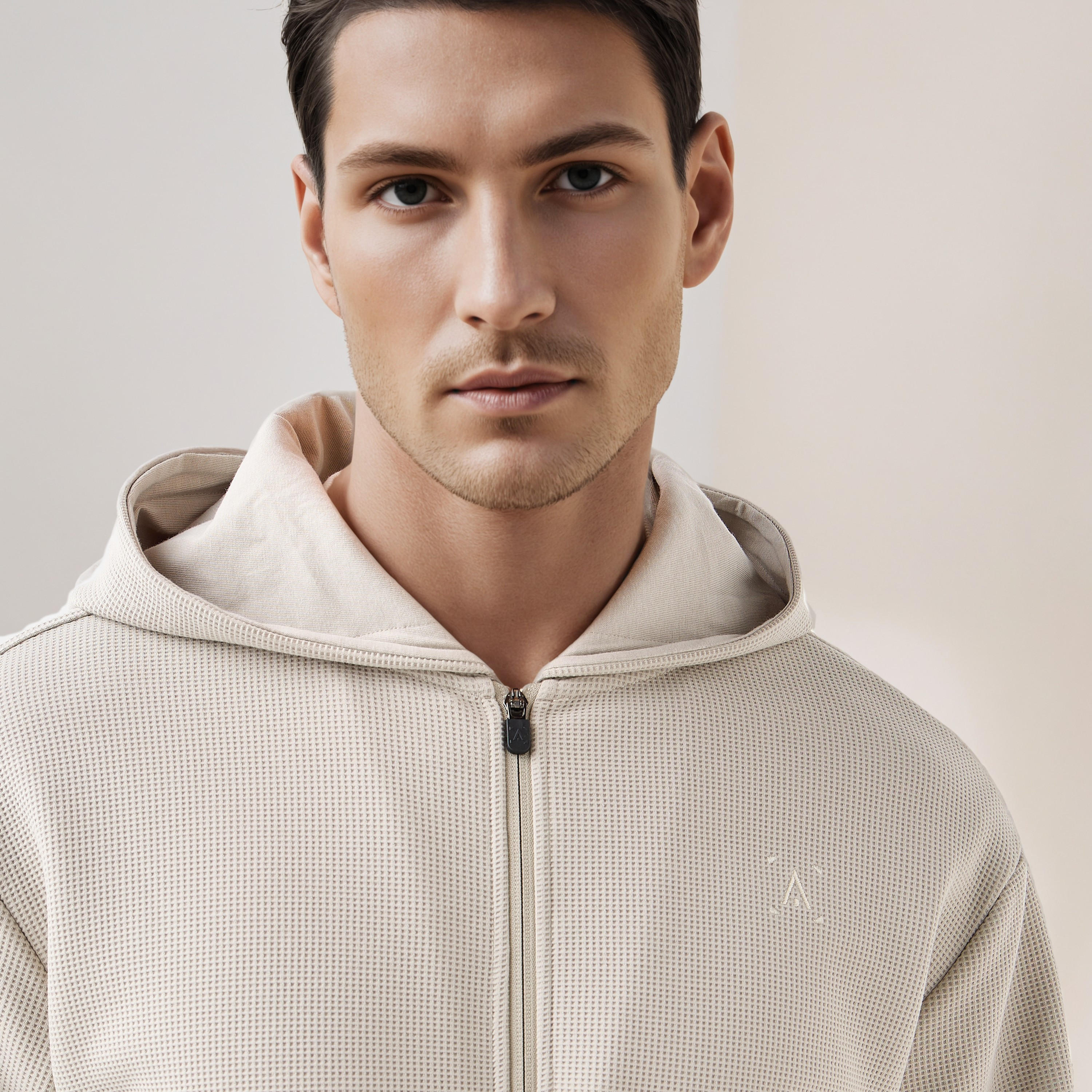 Waffle Textured Zip Through Hoodie with Zip Closure-men-winterwear-hoodiesandsweatshirts-image-6