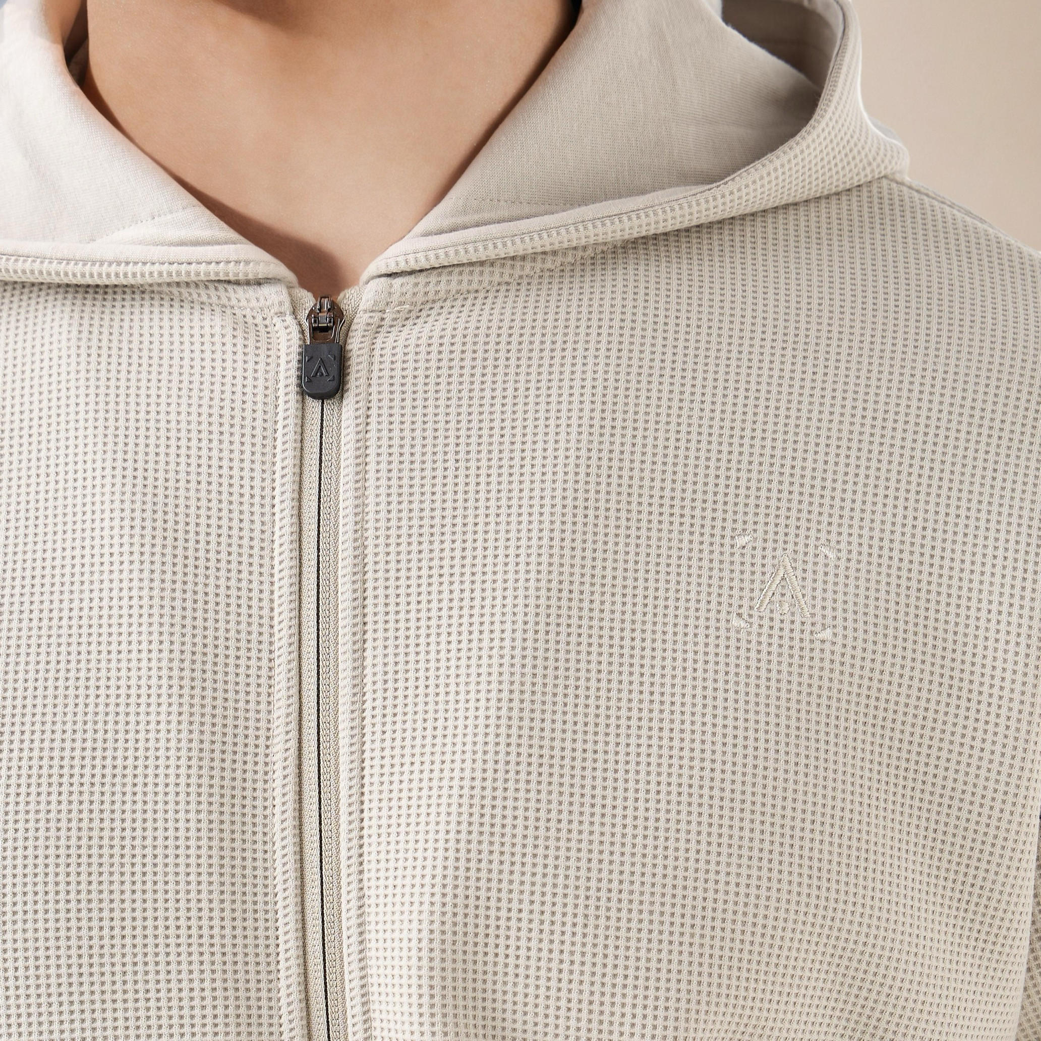 Waffle Textured Zip Through Hoodie with Zip Closure-men-winterwear-hoodiesandsweatshirts-image-7