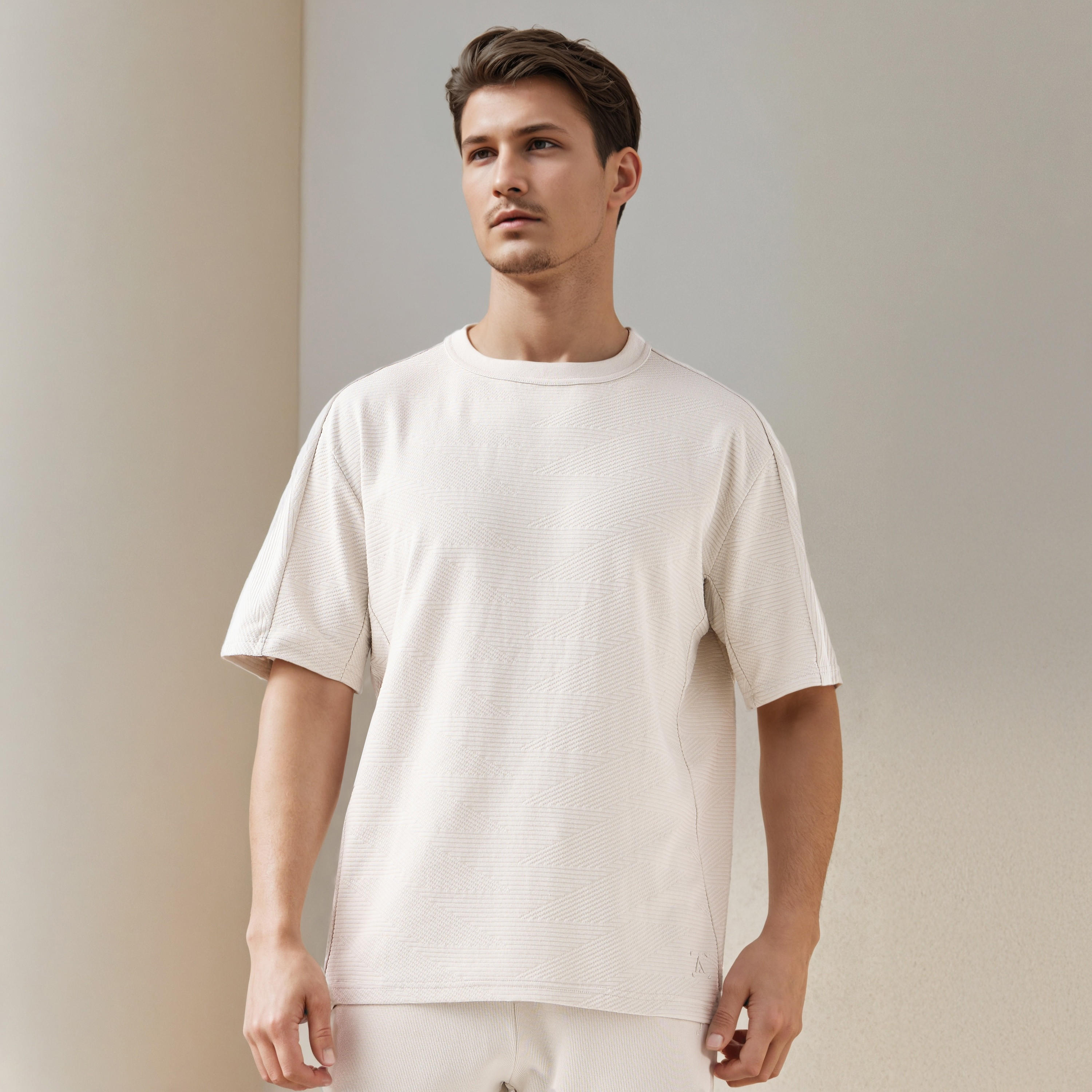 Jacquard Textured Crew Neck T-shirt-men-clothing-sportswearandactivewear-tshirtsandpolos-image-1