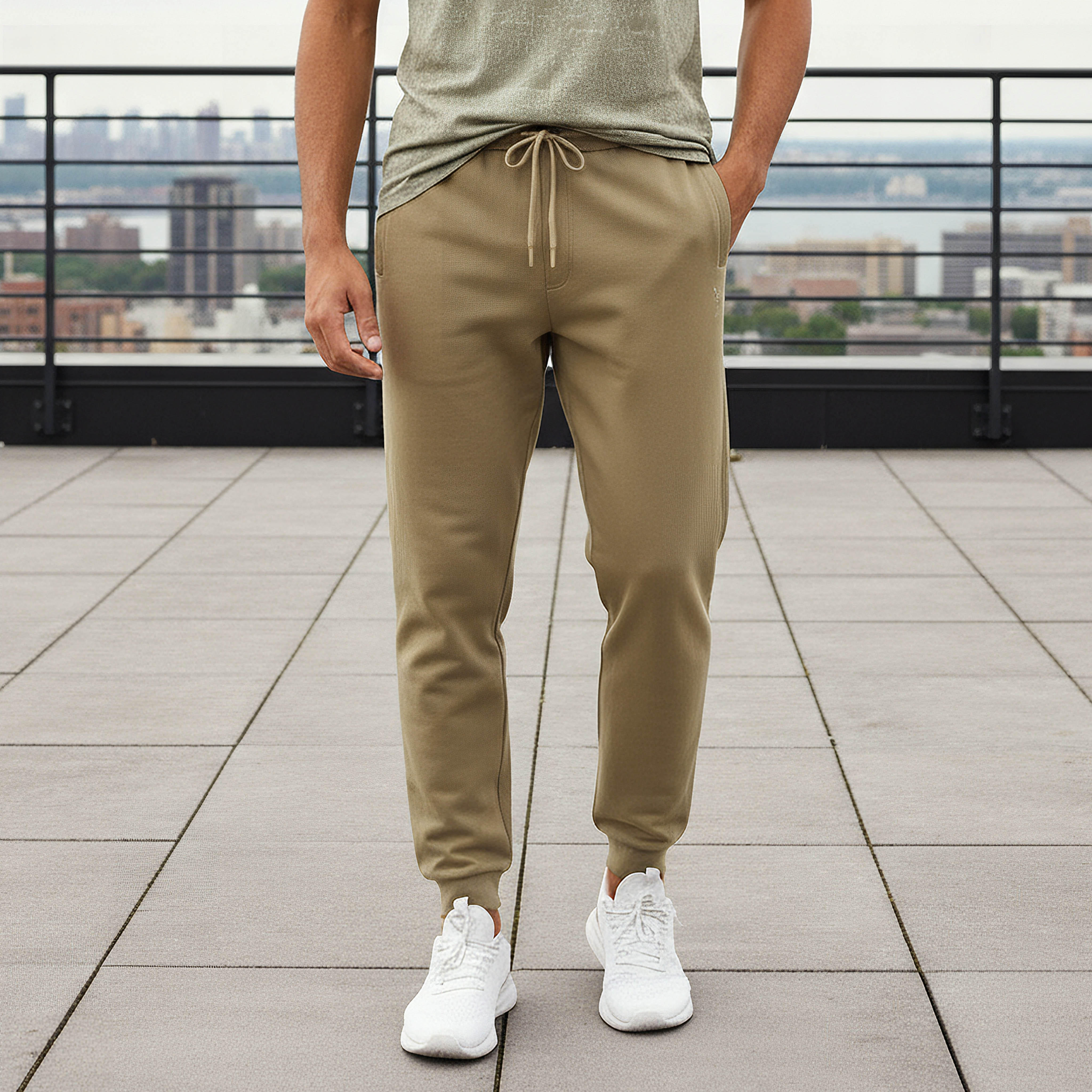 بنطلون رياضي بقصة عادية ورباط خصر للرجال-men-clothing-sportswearandactivewear-bottoms-joggers-image-1