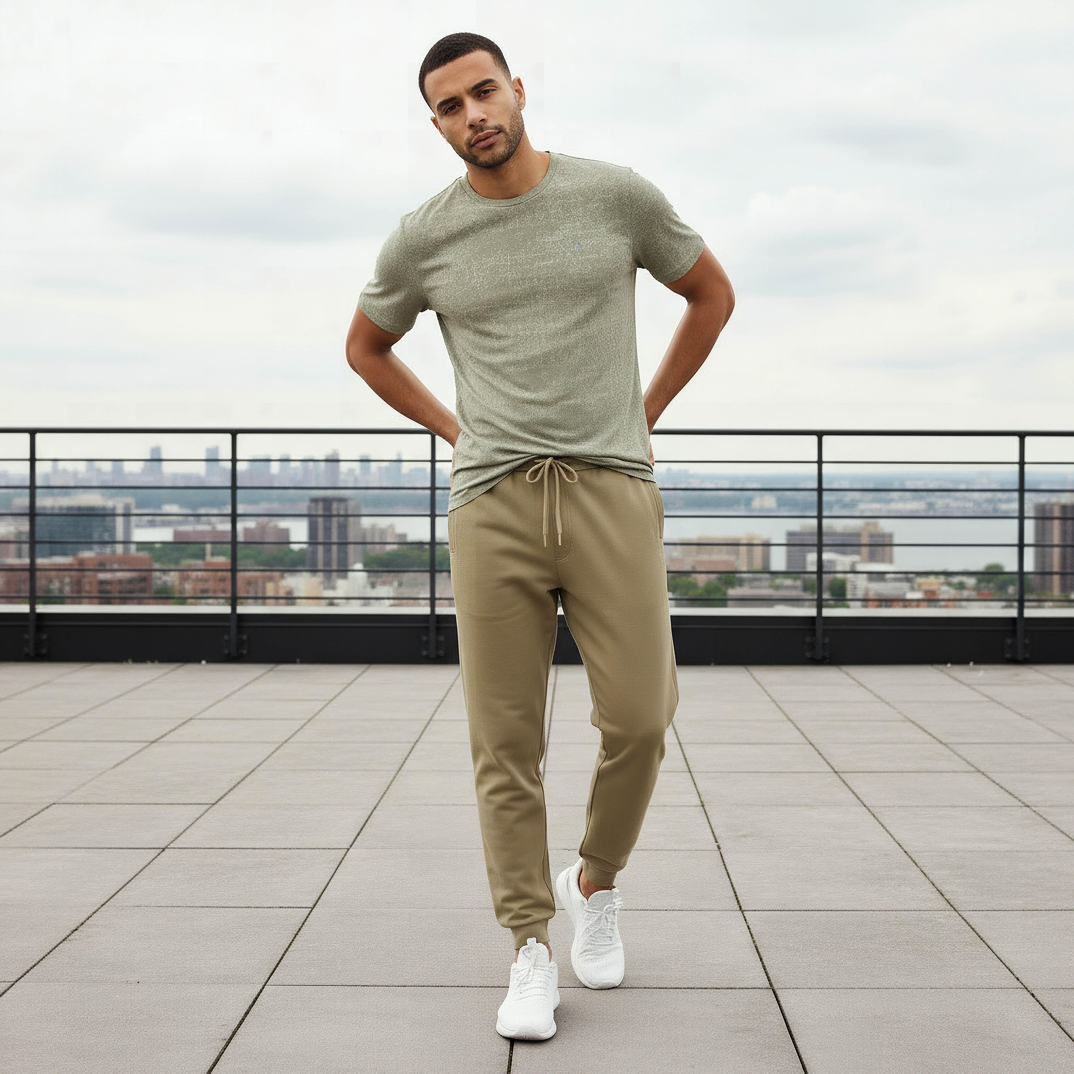 بنطلون رياضي بقصة عادية ورباط خصر للرجال-men-clothing-sportswearandactivewear-bottoms-joggers-image-2
