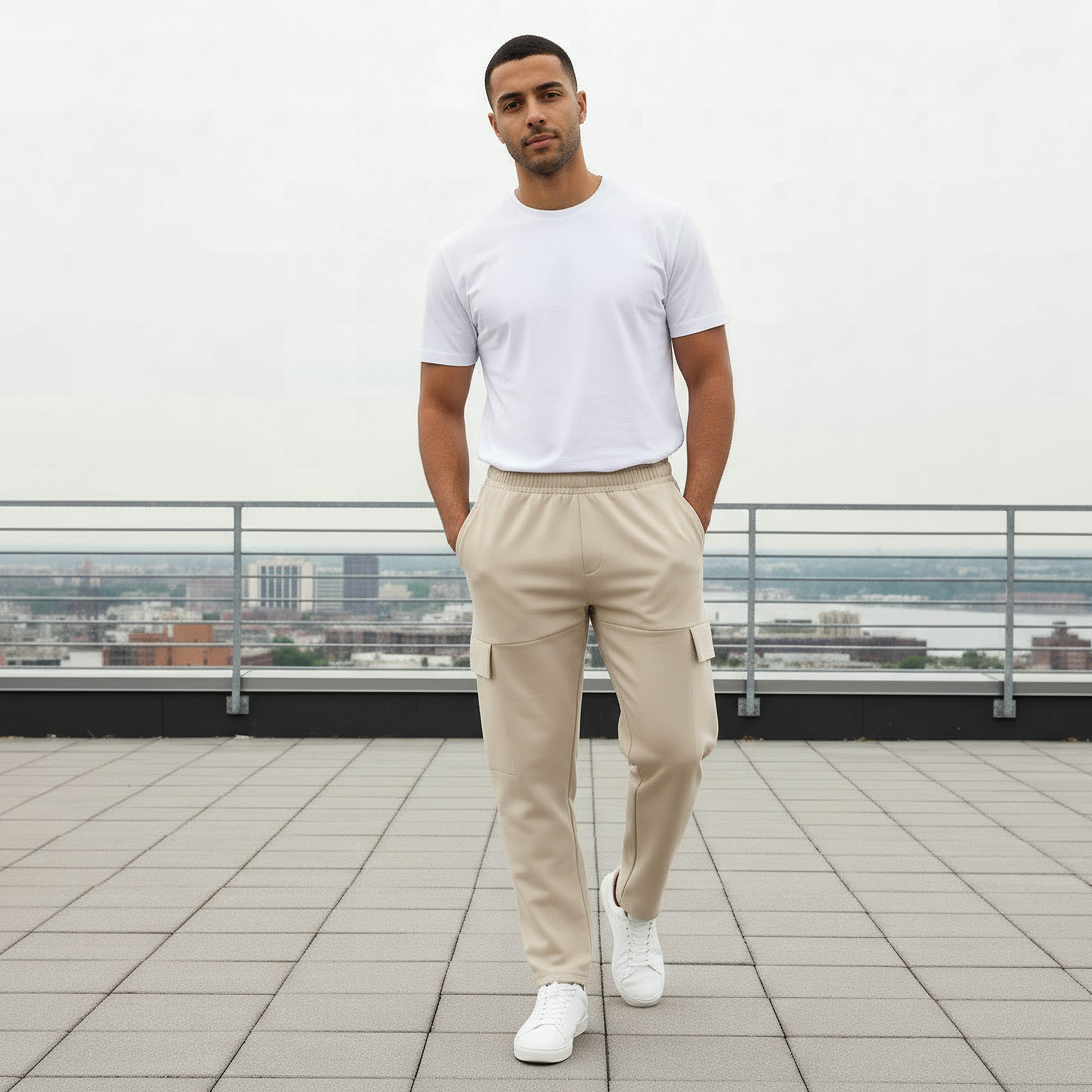 Men Regular Fit Cargo Joggers with Pockets-men-clothing-sportswearandactivewear-bottoms-joggers-image-2