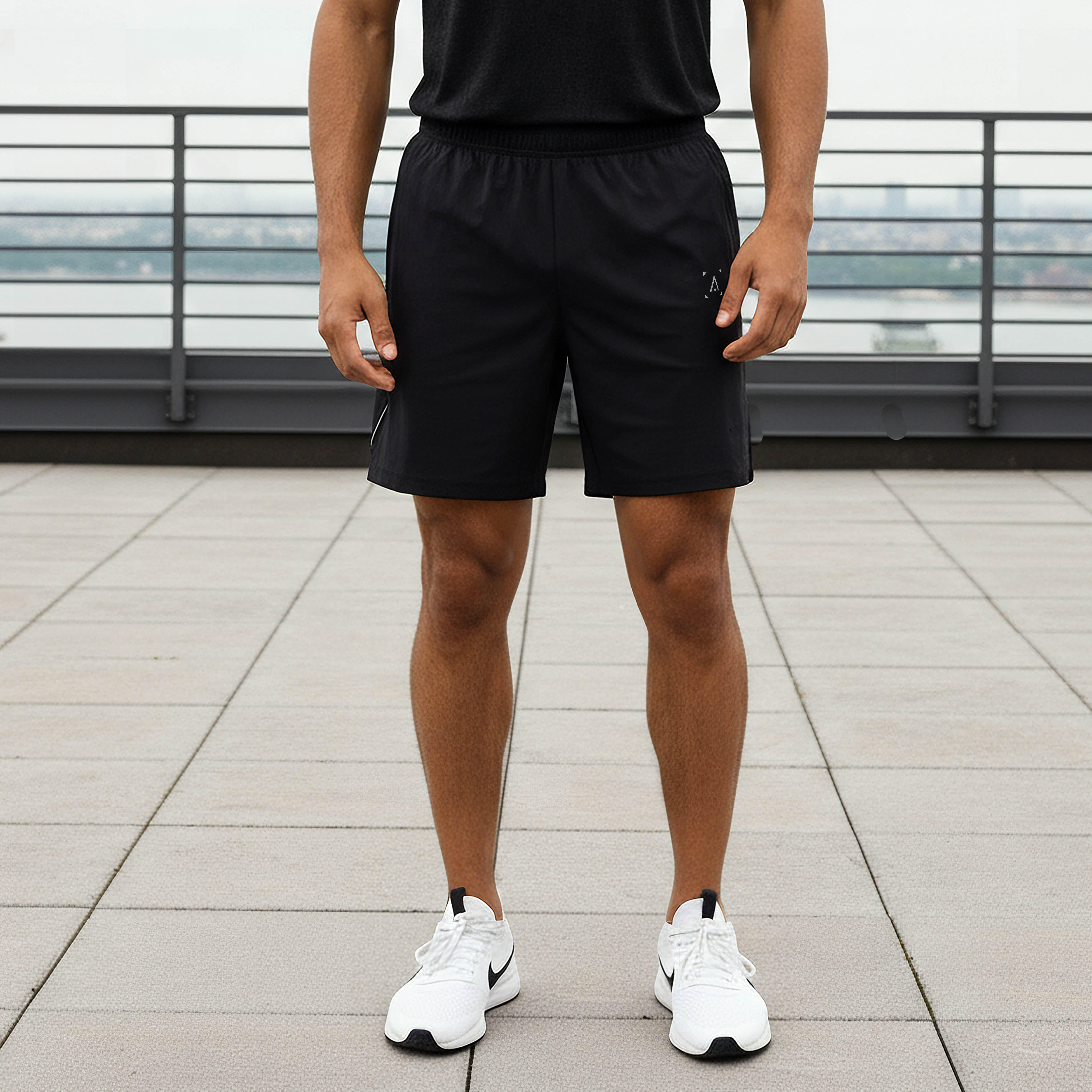Men Regular Fit Performance Shorts with Panel-men-clothing-bottoms-shorts-image-1