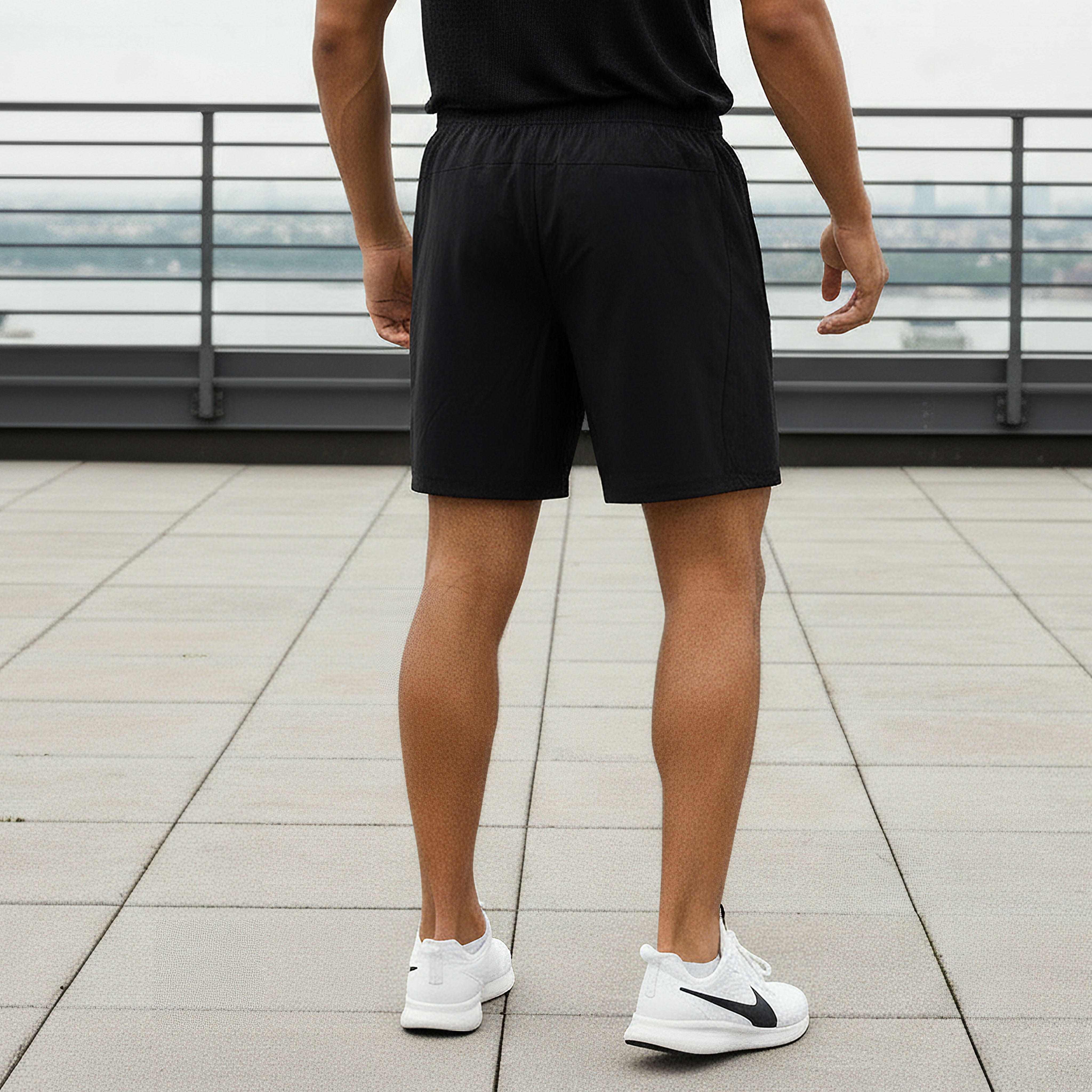 Men Regular Fit Performance Shorts with Panel-men-clothing-bottoms-shorts-image-3