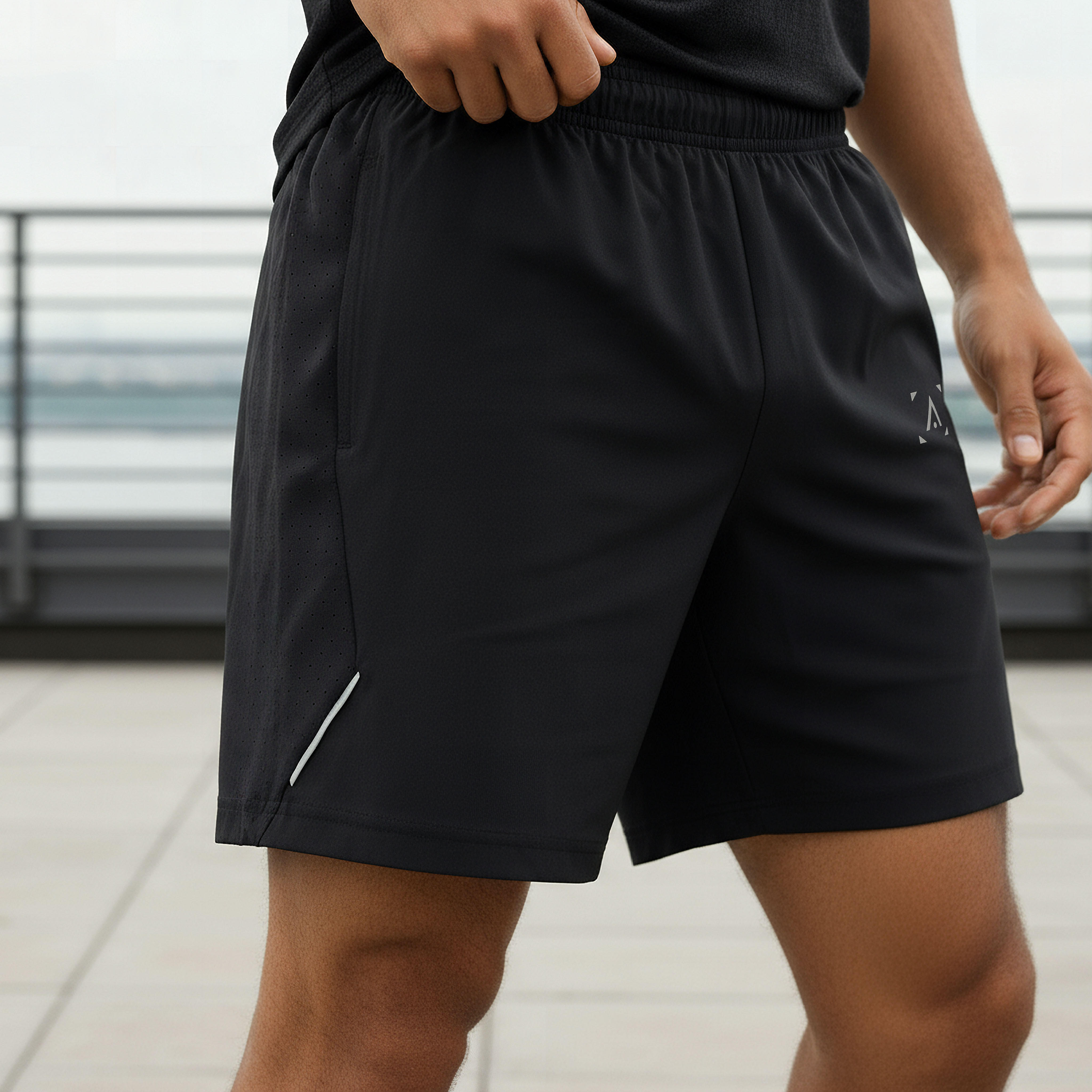 Men Regular Fit Performance Shorts with Panel-men-clothing-bottoms-shorts-image-4