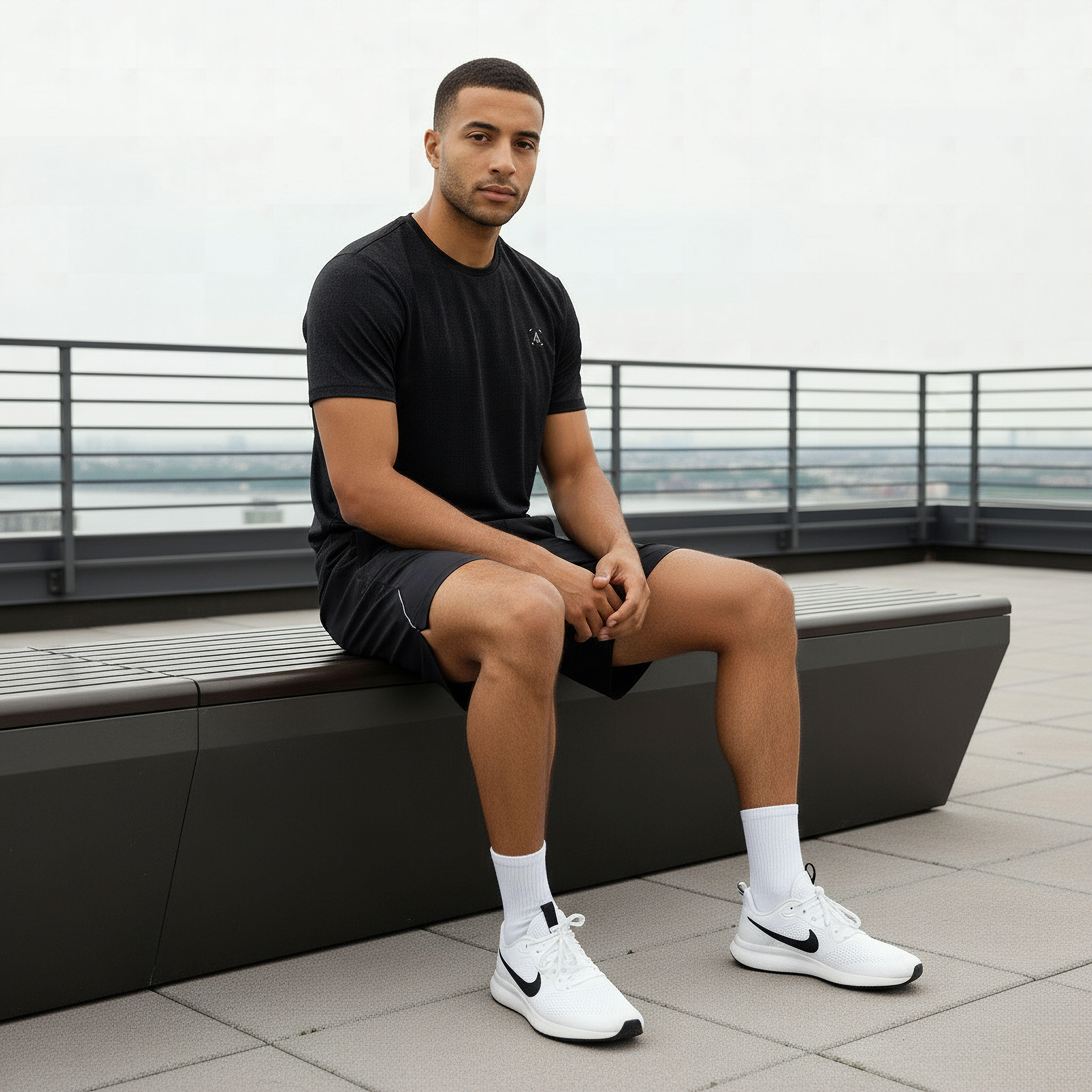Men Regular Fit Performance Shorts with Panel-men-clothing-bottoms-shorts-image-5