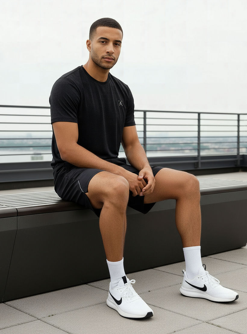 Men Regular Fit Performance Shorts with Panel-men-clothing-bottoms-shorts-image-5