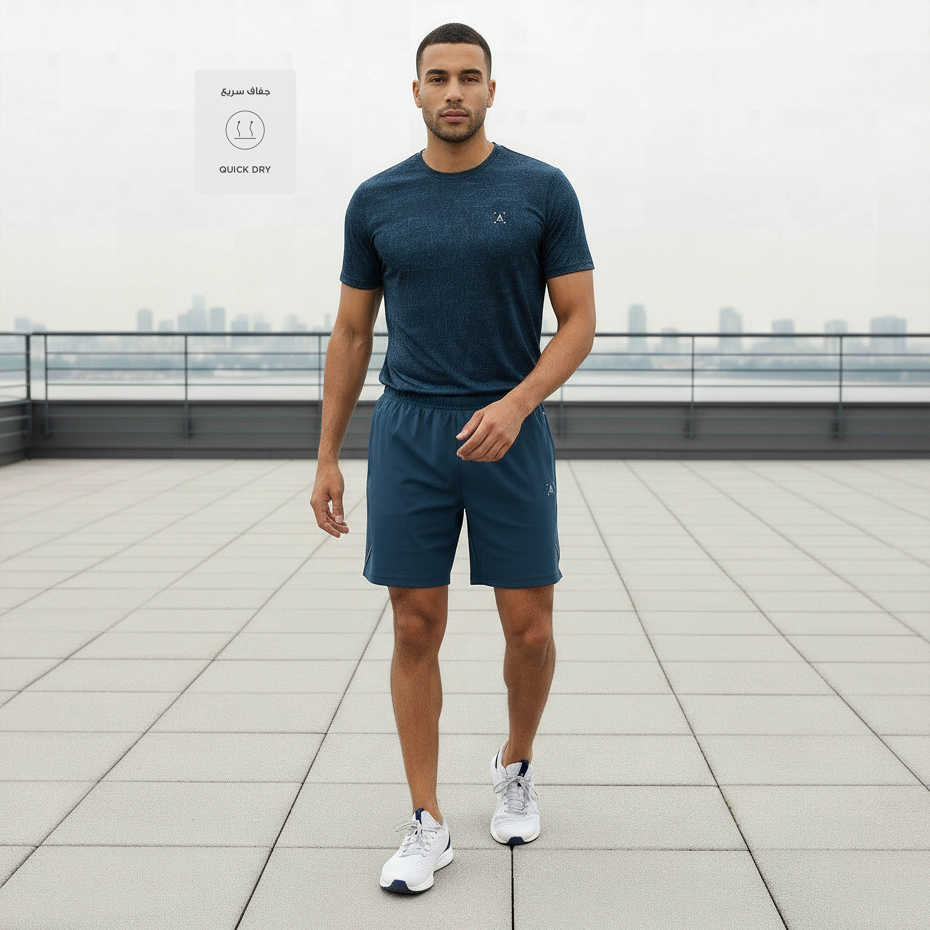 Men Regular Fit Performance Shorts with Panel-men-clothing-bottoms-shorts-image-2