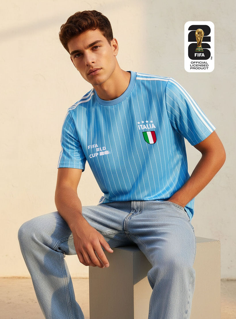 تيشيرت بياقة ضيقة وأكمام قصيرة للرجال بطبعات منتخب إيطاليا فيفا 26-men-clothing-sportswearandactivewear-tshirtsandpolos-image-1