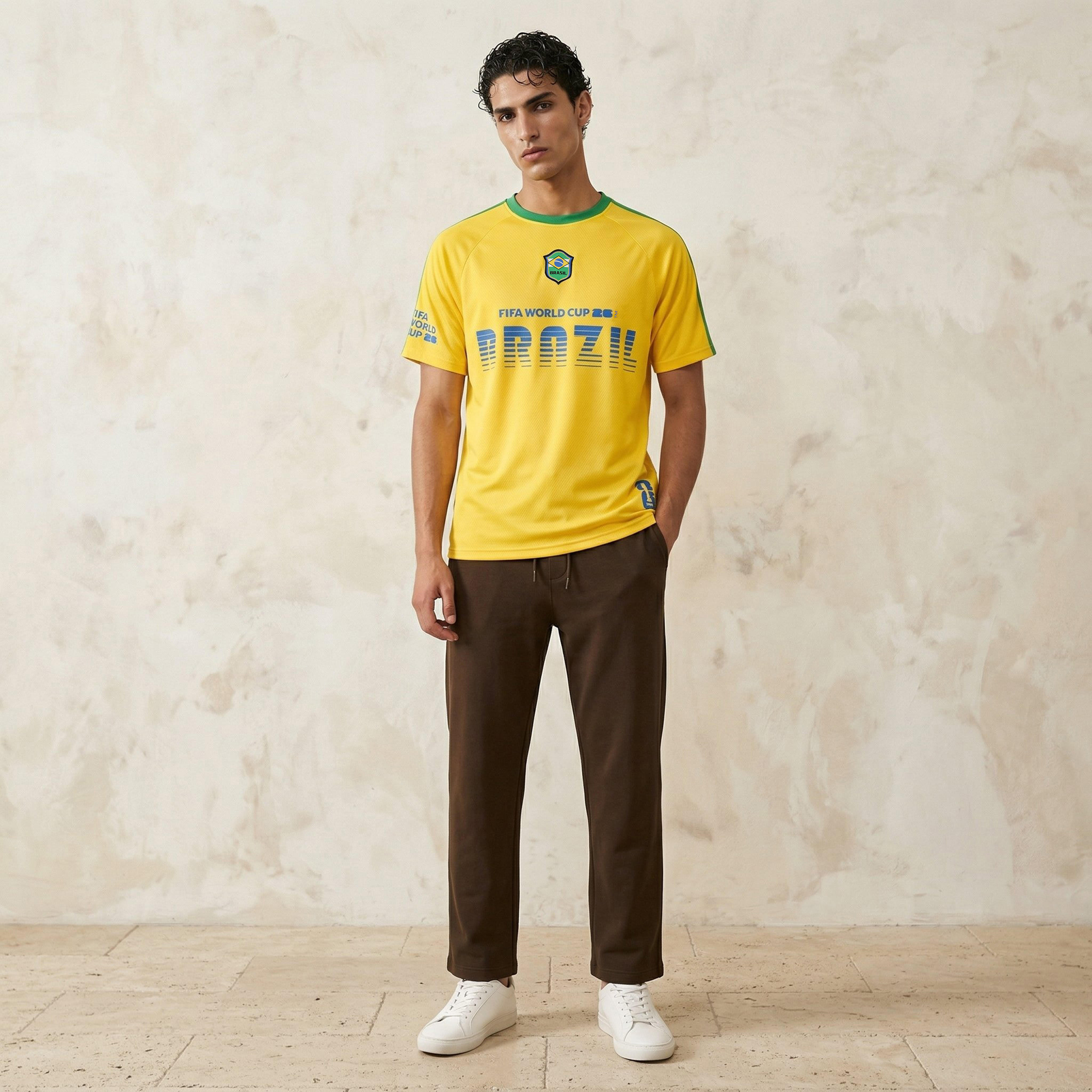تيشيرت بياقة ضيقة وأكمام قصيرة وطبعات منتخب البرازيل فيفا 26 للرجال-men-clothing-sportswearandactivewear-tshirtsandpolos-image-3