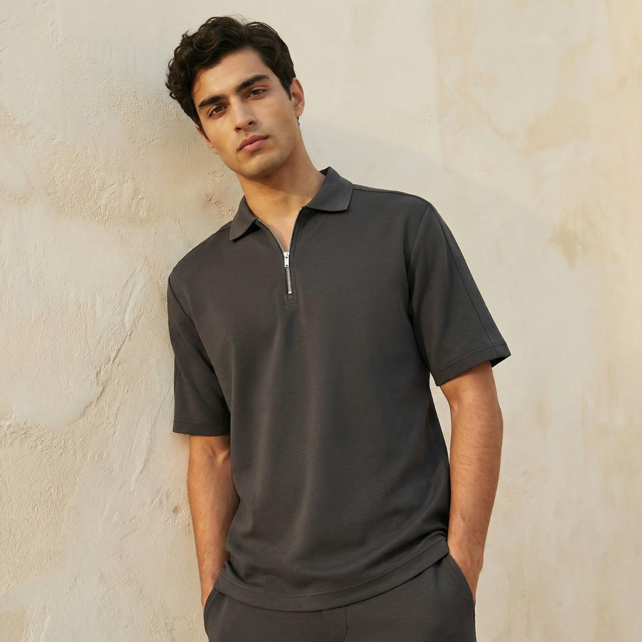 Love Pangolin Men Half Zip Polo T-shirt-men-clothing-tshirtsandpolos-polos-image-1