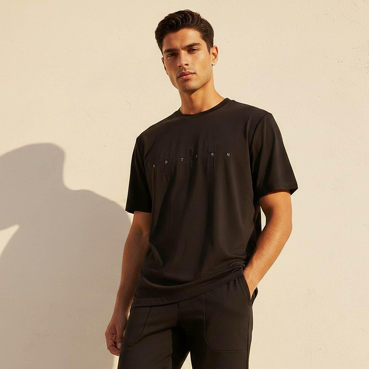 Men Embossed Detail 2 Way Stretch T-shirt-men-clothing-sportswearandactivewear-tshirtsandpolos-image-1