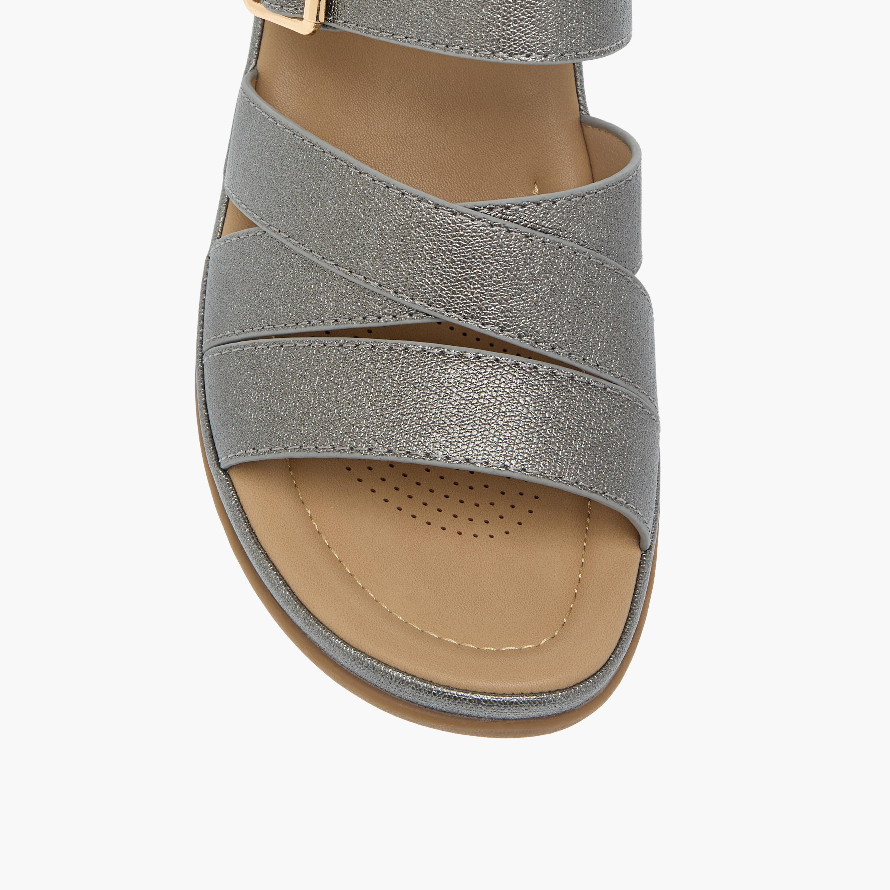 صندل مريح سهل الارتداء بارز الملمس بكعب ويدج وإبزيم من فلورا بيلا-women-shoes-sandals-heeled-image-4