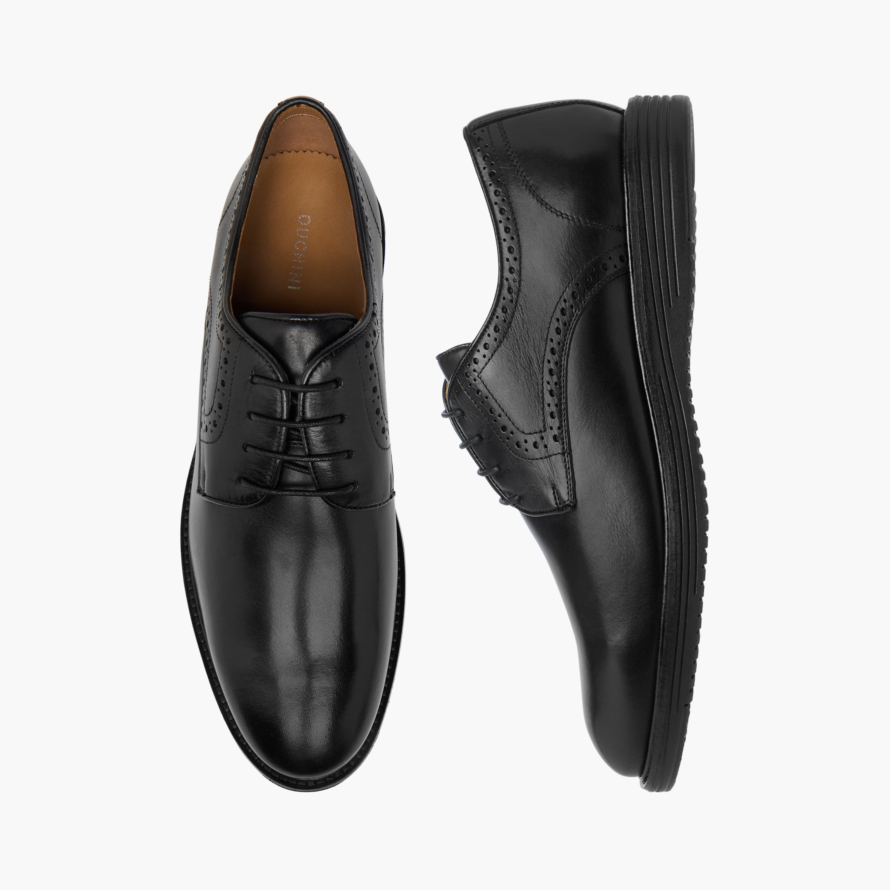 Duchini Men's Leather Perforated Lace-Up Derby Shoes-men-shoes-formalshoes-image-1