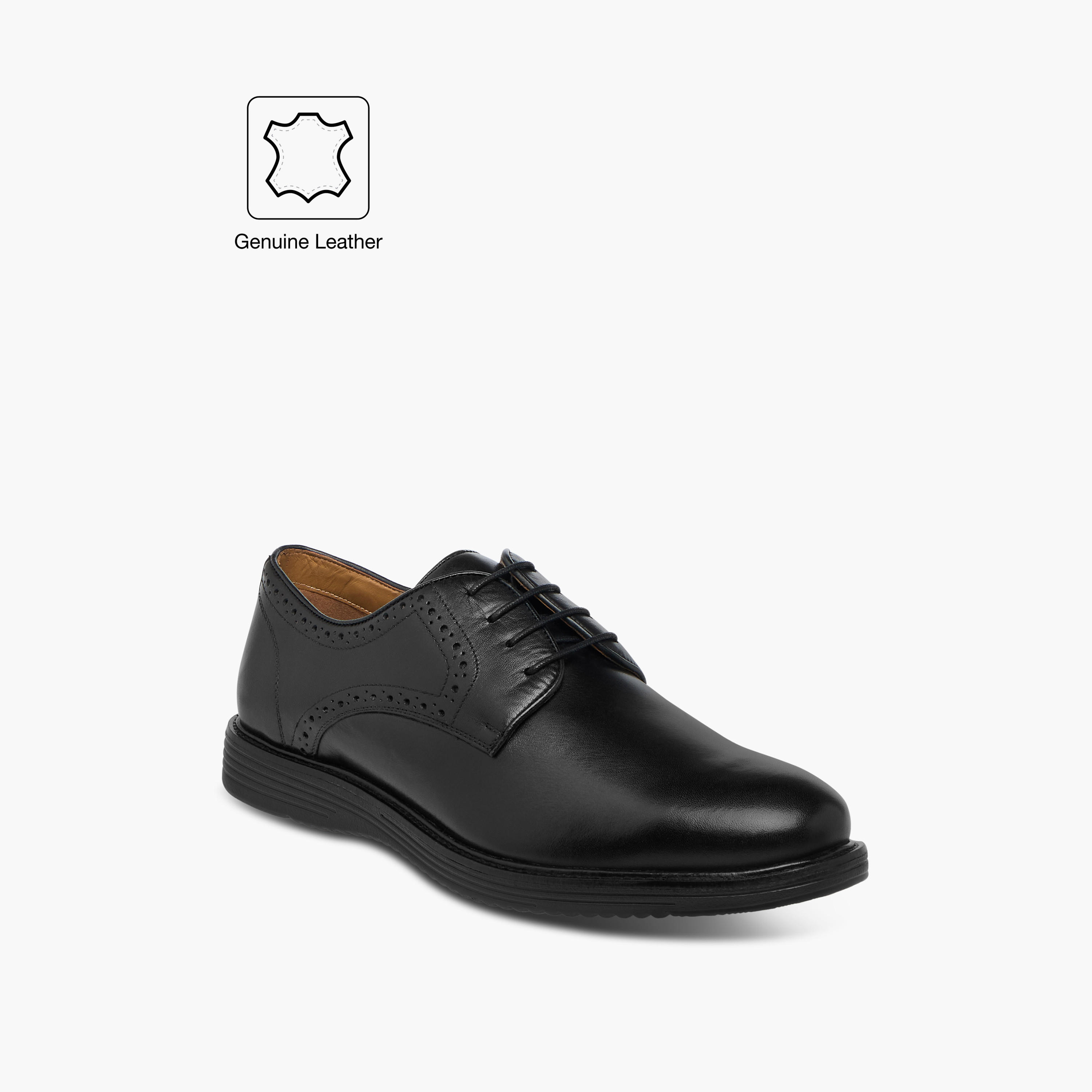 Duchini Men's Leather Perforated Lace-Up Derby Shoes-men-shoes-formalshoes-image-2