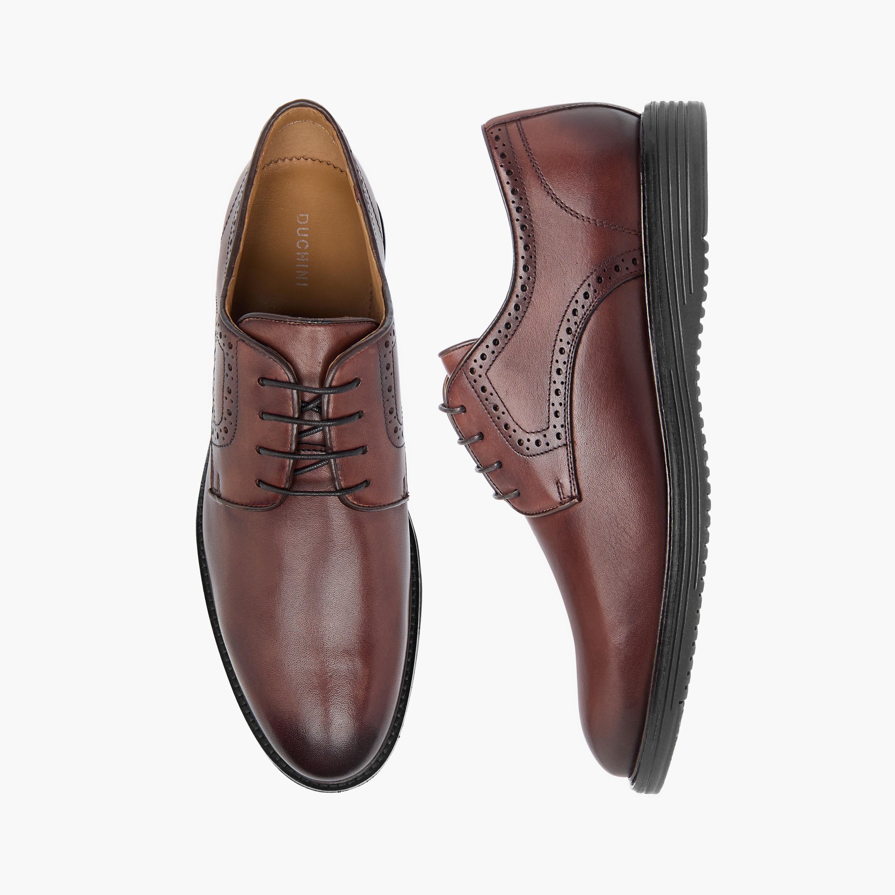 Duchini Men's Leather Perforated Lace-Up Derby Shoes-men-shoes-formalshoes-image-1