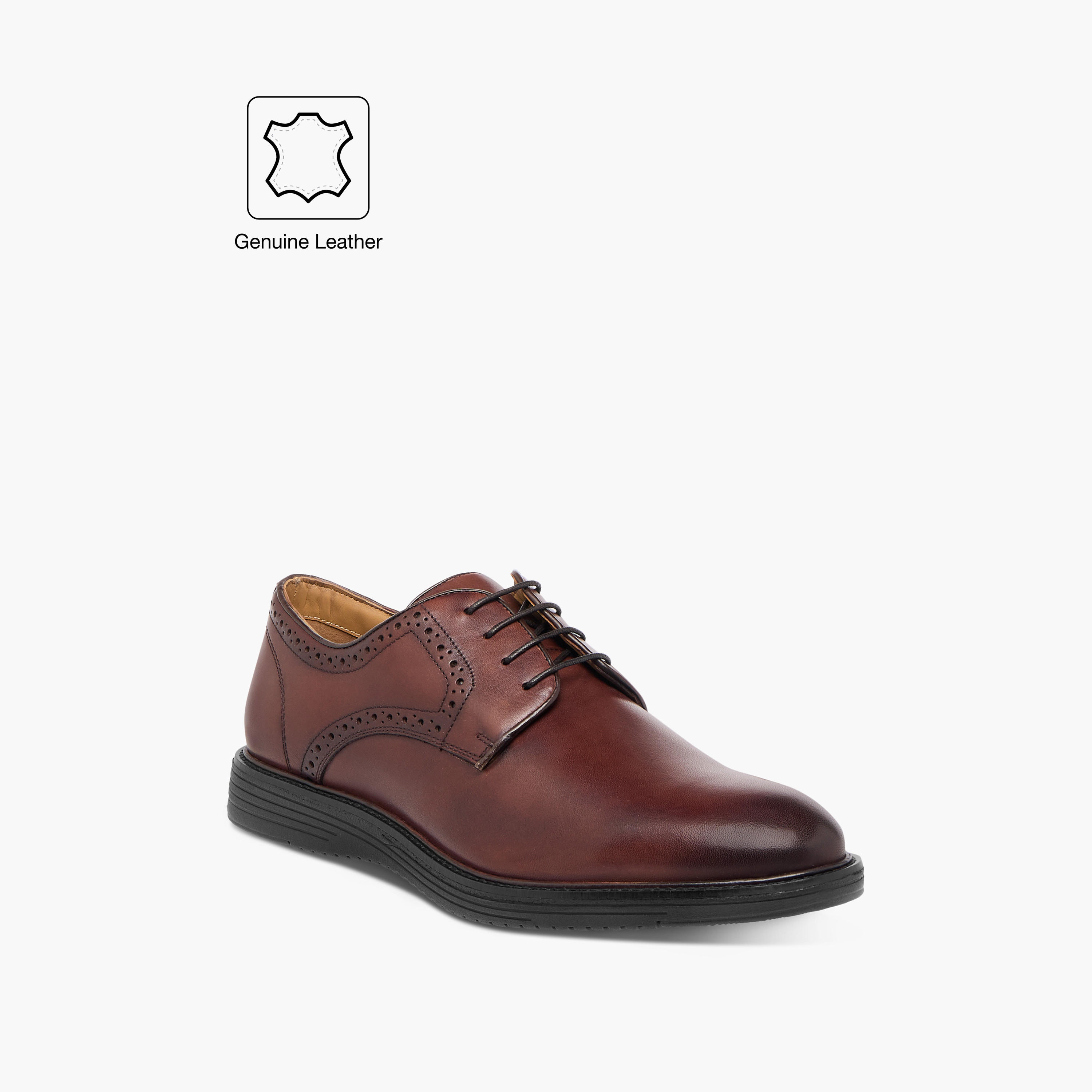 Duchini Men's Leather Perforated Lace-Up Derby Shoes-men-shoes-formalshoes-image-2