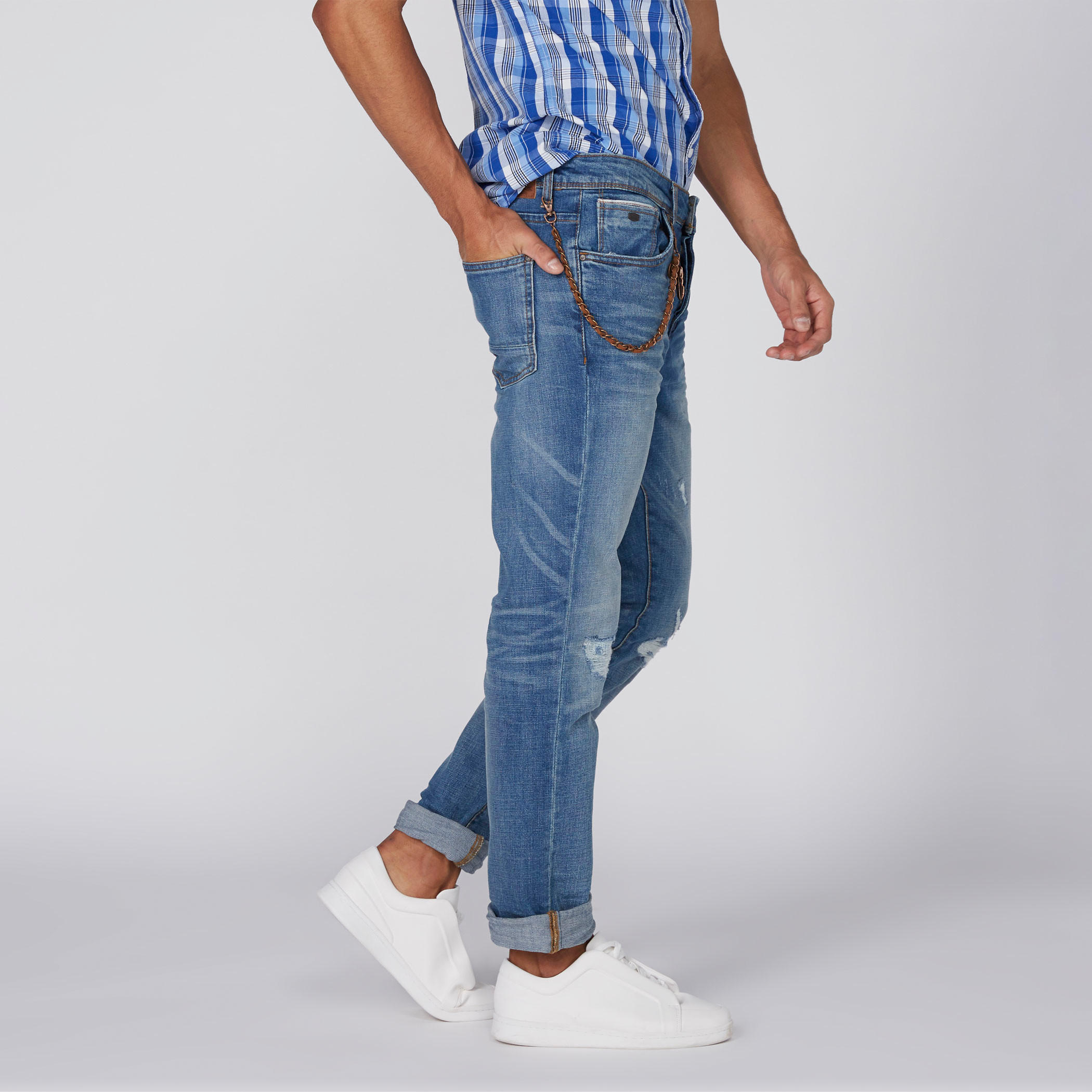 بنطال جينز طويل بتصميم ممزق وزر إغلاق وجيوب-men-clothing-bottoms-jeans-image-4