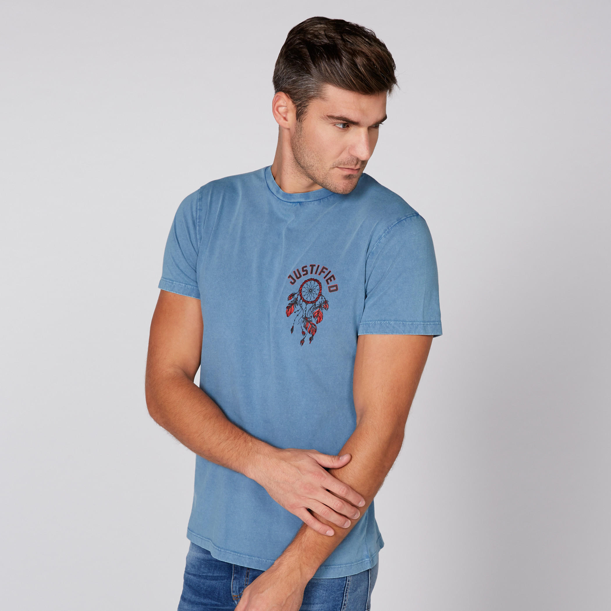 Printed Denim T-Shirt with Round Neck and Short Sleeves-men-clothing-tshirtsandpolos-tshirts-image-4