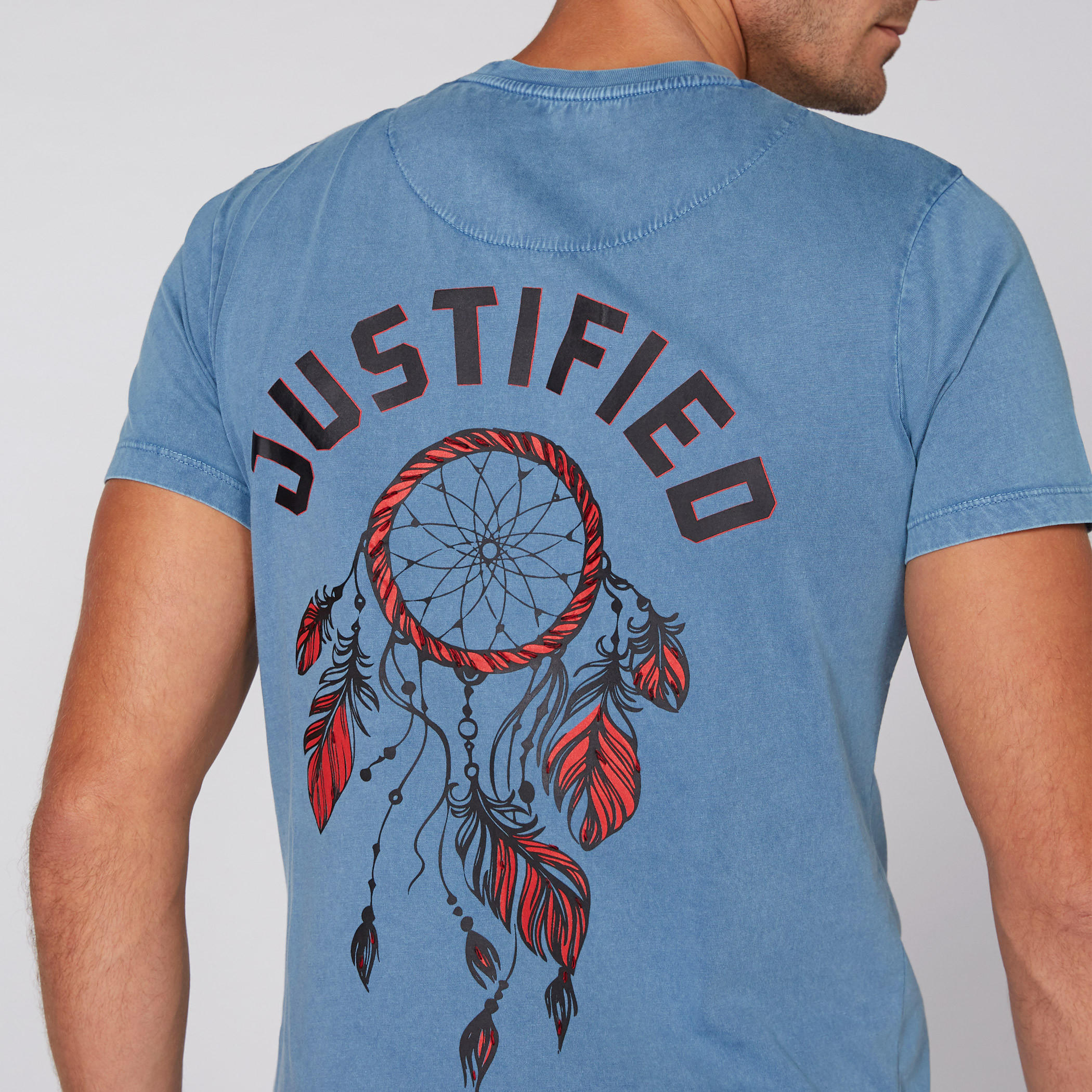 Printed Denim T-Shirt with Round Neck and Short Sleeves-men-clothing-tshirtsandpolos-tshirts-image-3