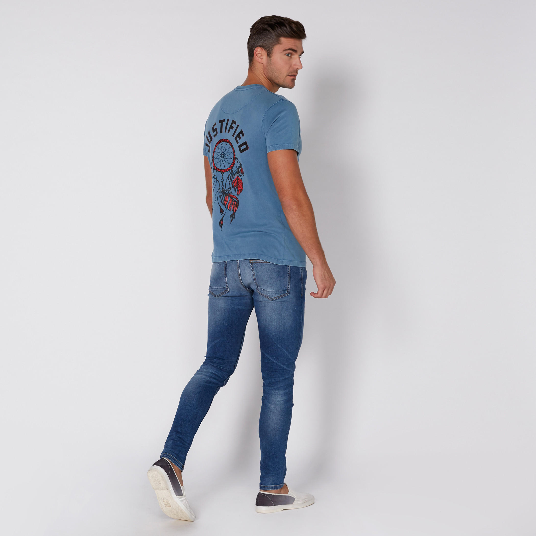 Printed Denim T-Shirt with Round Neck and Short Sleeves-men-clothing-tshirtsandpolos-tshirts-image-1