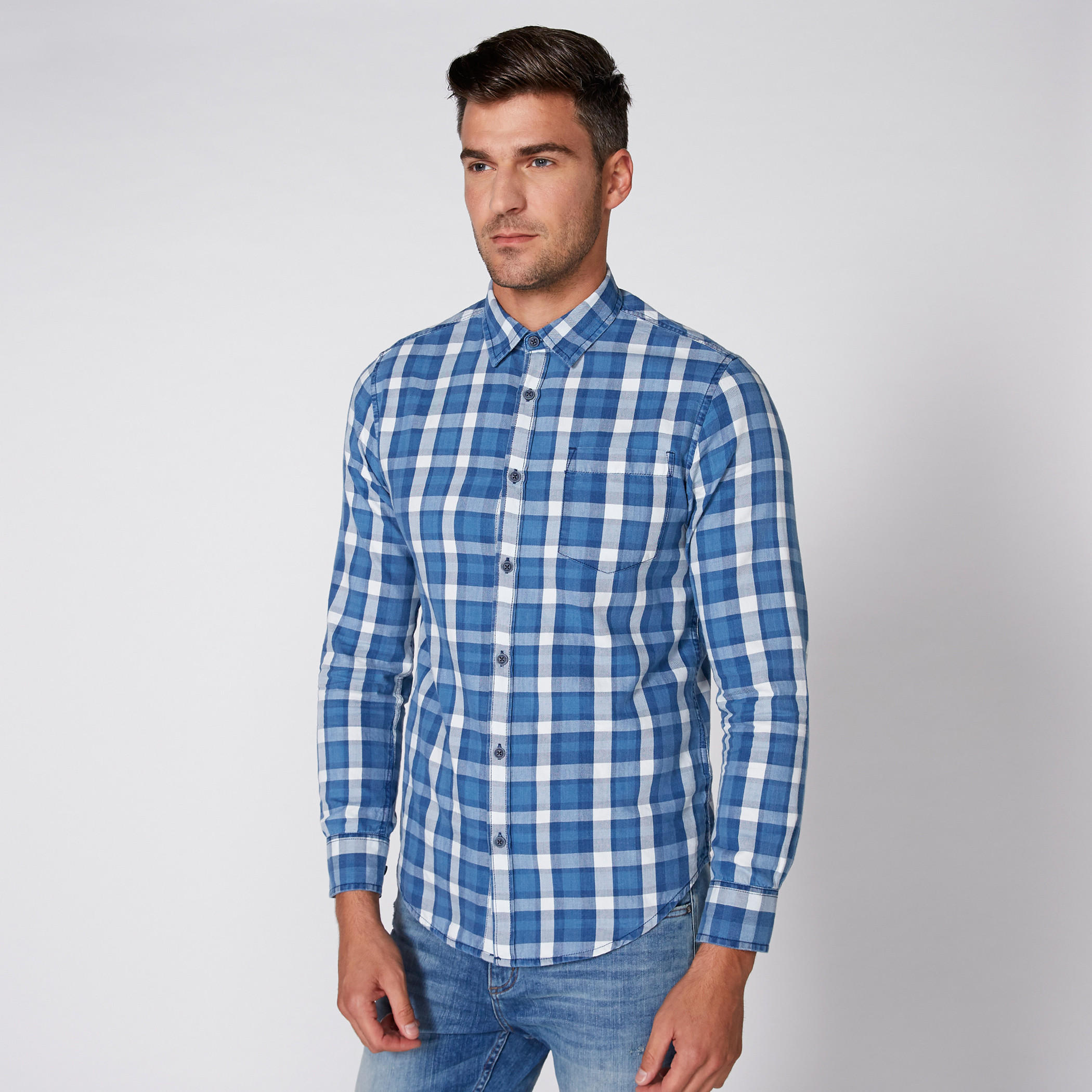 قميص كاروهات بأكمام طويلة وأزرار-men-clothing-shirts-image-1