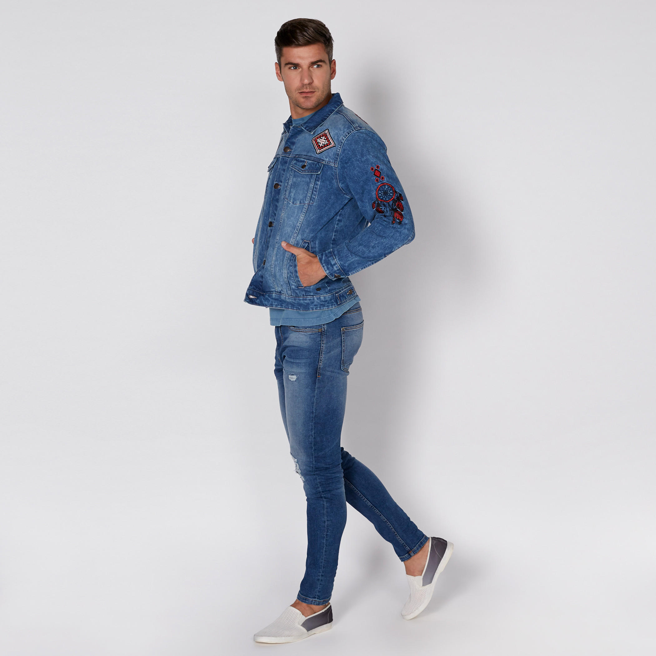 Embroidered Denim Trucker Jacket with Long Sleeves-men-clothing-jacketsandblazers-jackets-image-3