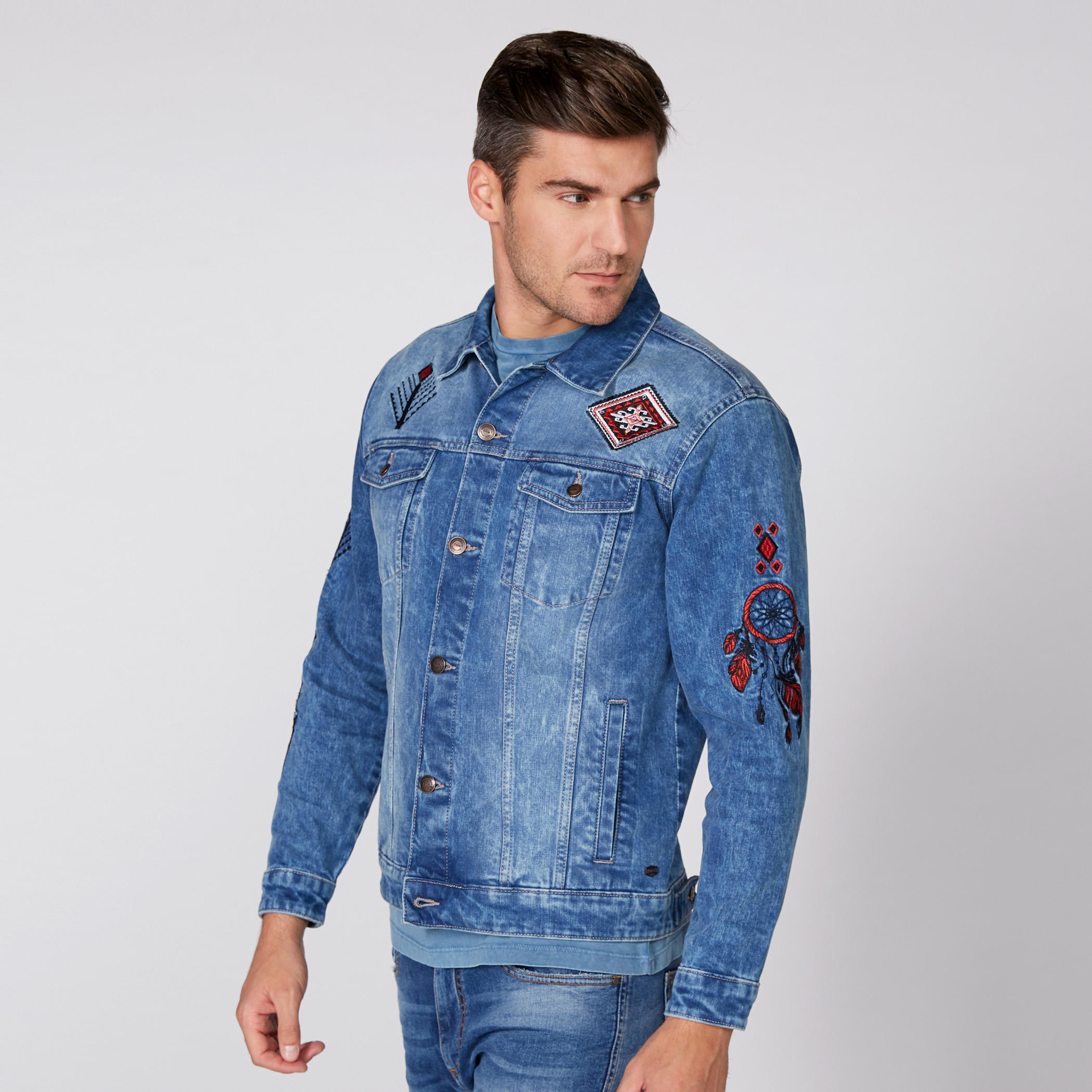 Embroidered Denim Trucker Jacket with Long Sleeves-men-clothing-jacketsandblazers-jackets-image-4