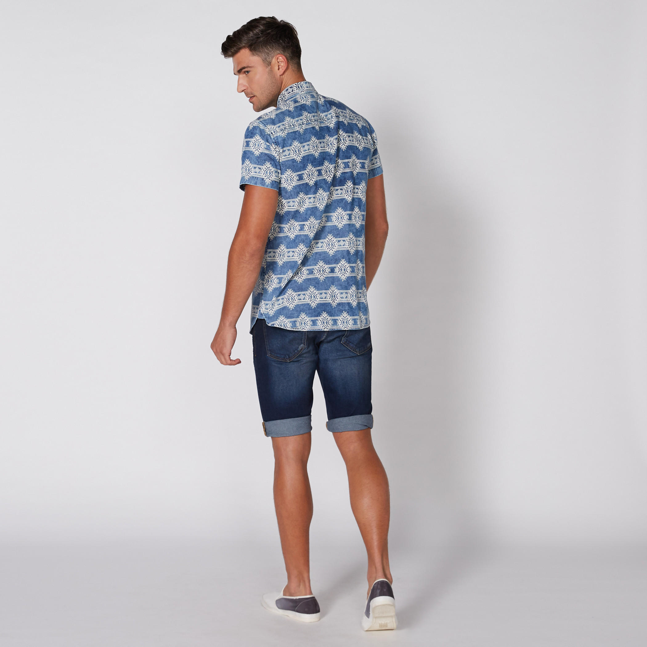 Printed Shirt with Short Sleeves and Complete Placket-men-clothing-shirts-image-4