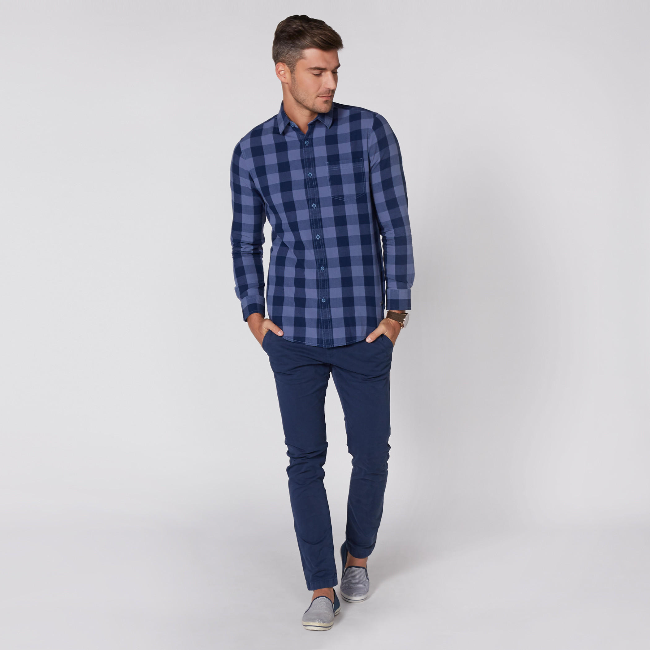 قميص كاروهات بأكمام طويلة وأزرار-men-clothing-shirts-image-4