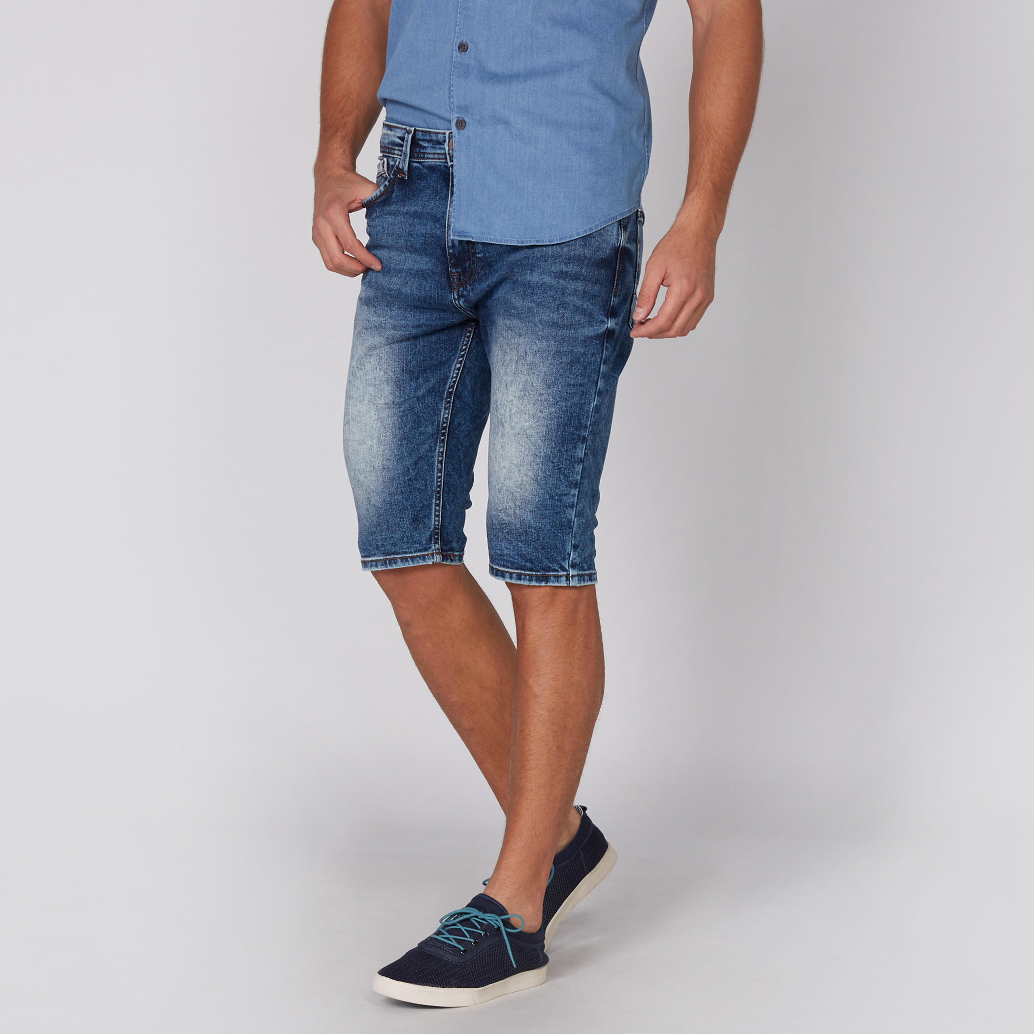 Denim Shorts with Button Closure and Pocket Detail-men-clothing-bottoms-shorts-image-3
