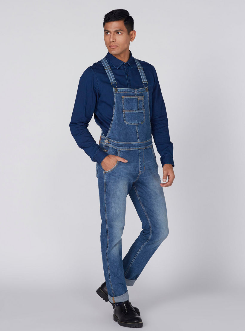 Full Length Denim Dungaree with Pocket Detail-men-clothing-bottoms-jeans-image-1